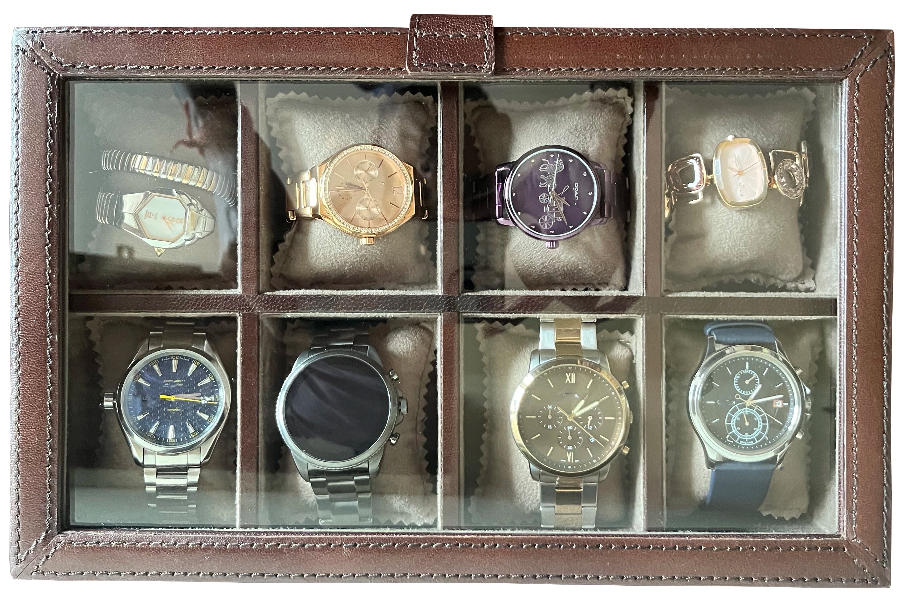 Premium 8-Slot Leather Watch Case - Dark Brown | Luxury Watch Storage & Display for Men & Women | Perfect for Travel, Home & Office Organization