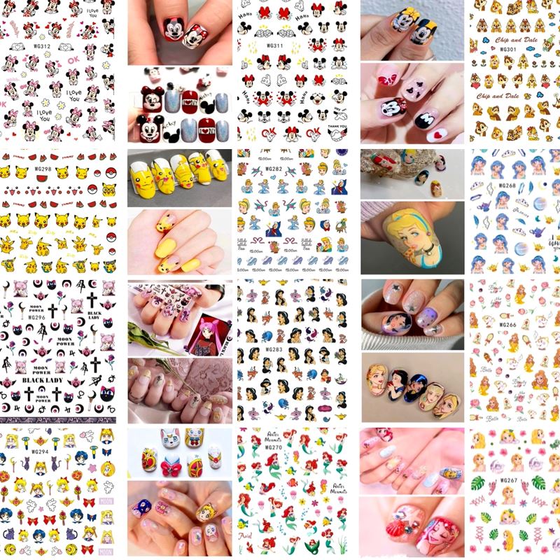Cute Cartoon Nail Art Stickers - Waterproof DIY Nail Decals for Women & Girls - Perfect for Parties, Holidays & Everyday Nail Designs