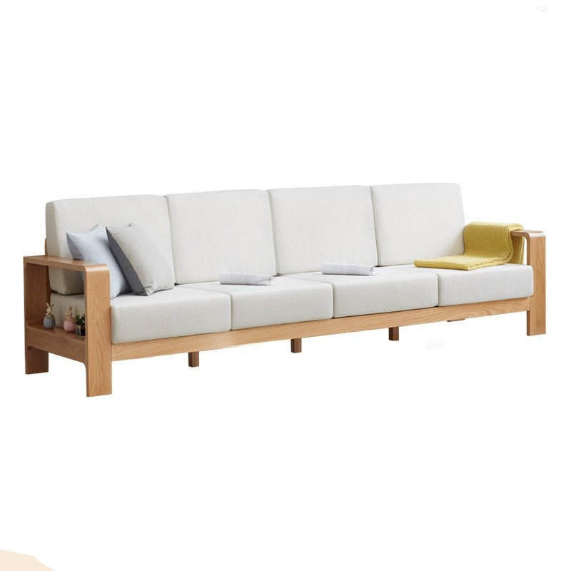 Oak Solid Wood Modern Fabric Sofa - Contemporary Living Room Furniture for Small Spaces & Apartments | Durable & Stylish Home Decor