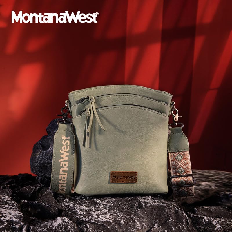 Montana West Women's Crossbody Purse with Double Compartments & Adjustable Strap - Fashionable Shoulder Bag for Daily Use, Travel, and Work