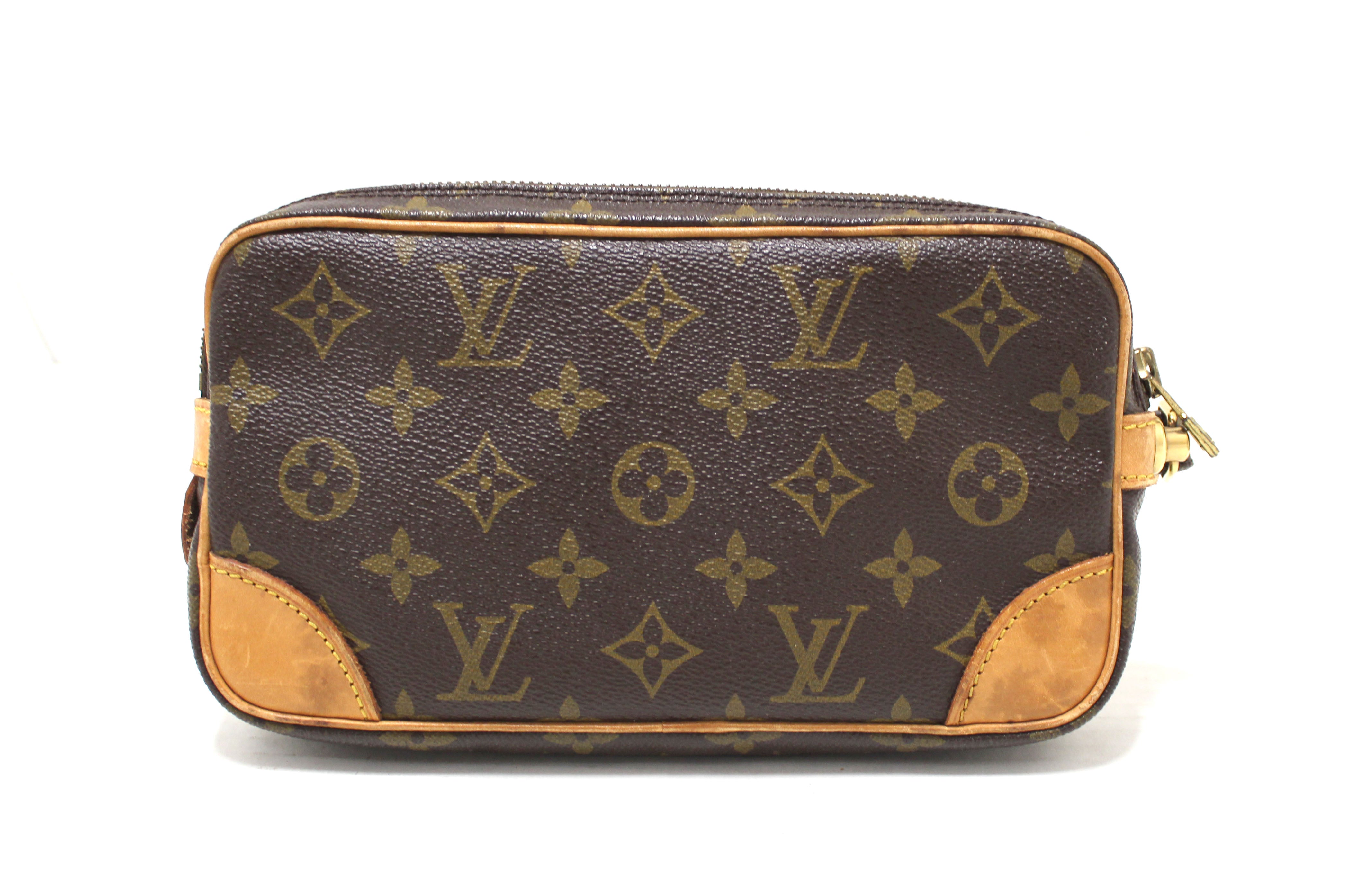 Authentic Louis Vuitton Classic Monogram Marly Dragonne Pochette Crossbody Bag - Luxury Designer Handbag for Women, Perfect for Date Night & Evening Events