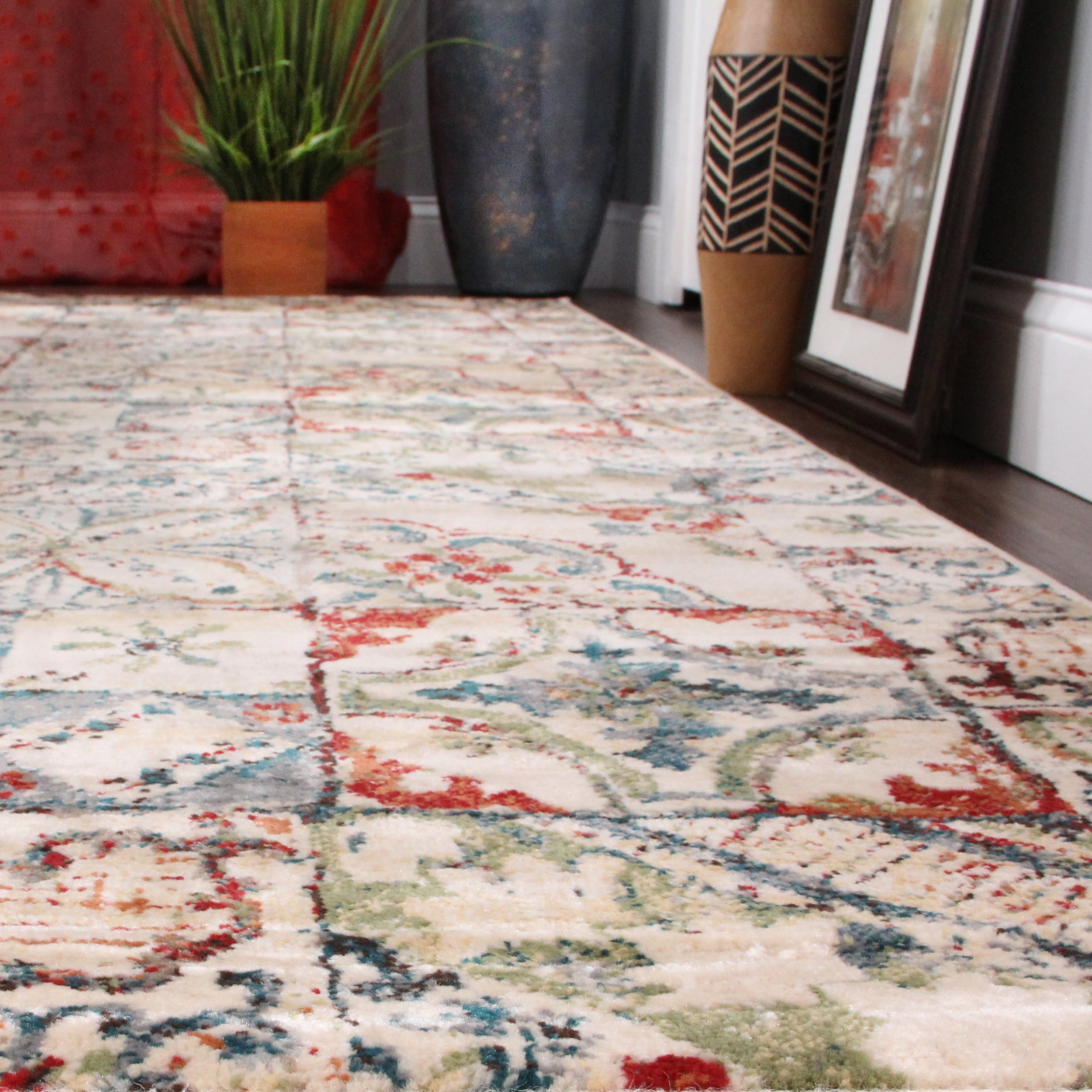 Vanessa Rustic Patchwork Indoor Modern Area Rug - Soft Boho Chic Living Room Carpet for Bedroom, Nursery & Home Decor