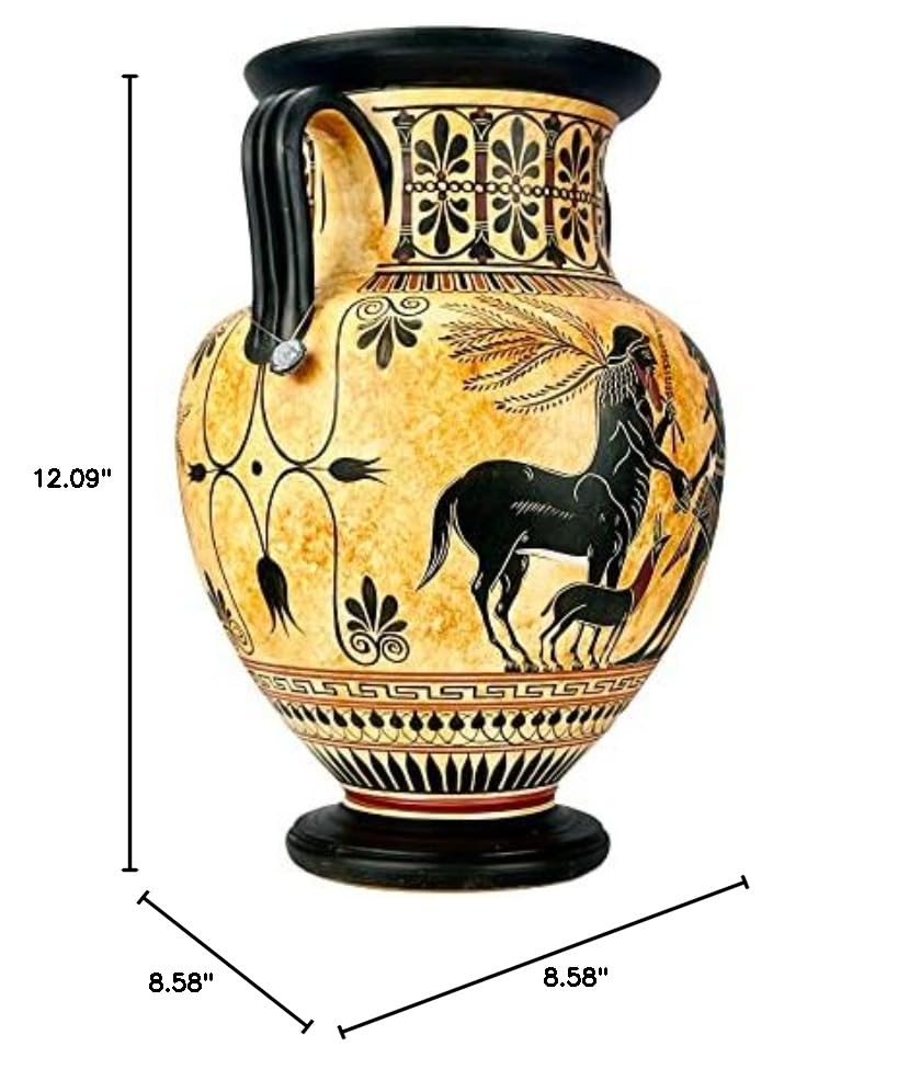 Ancient Greek Pottery Ceramic Vase - Amphora Olive Gathering Heracles Centaur Pholus Design | Handcrafted Art for Home Decor, Museum Replica & Greek Mythology Lovers