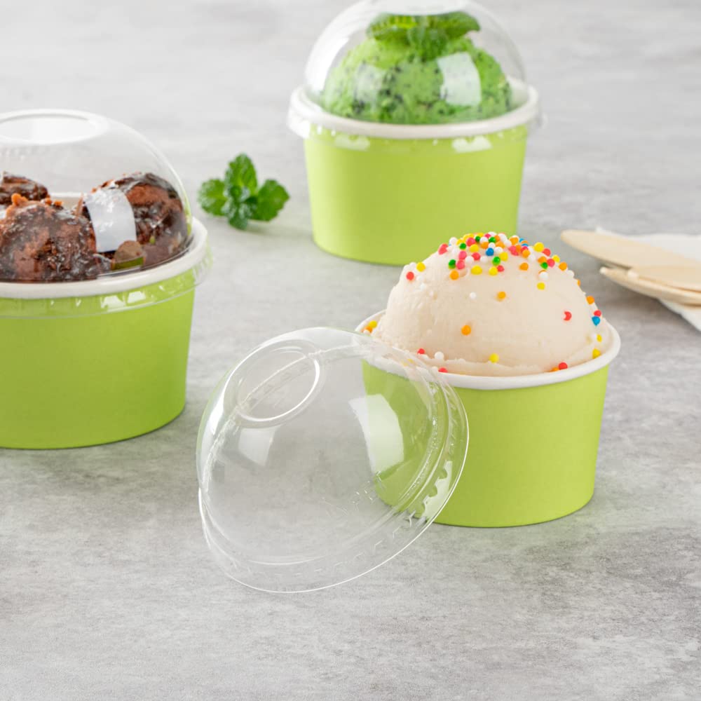 50 Pack Clear Plastic Dome Lids for 3oz Coppetta To-Go Cups | Disposable Dessert Cup Lids | Perfect for Ice Cream, Yogurt & Pudding Takeout | Restaurant & Bakery Supplies