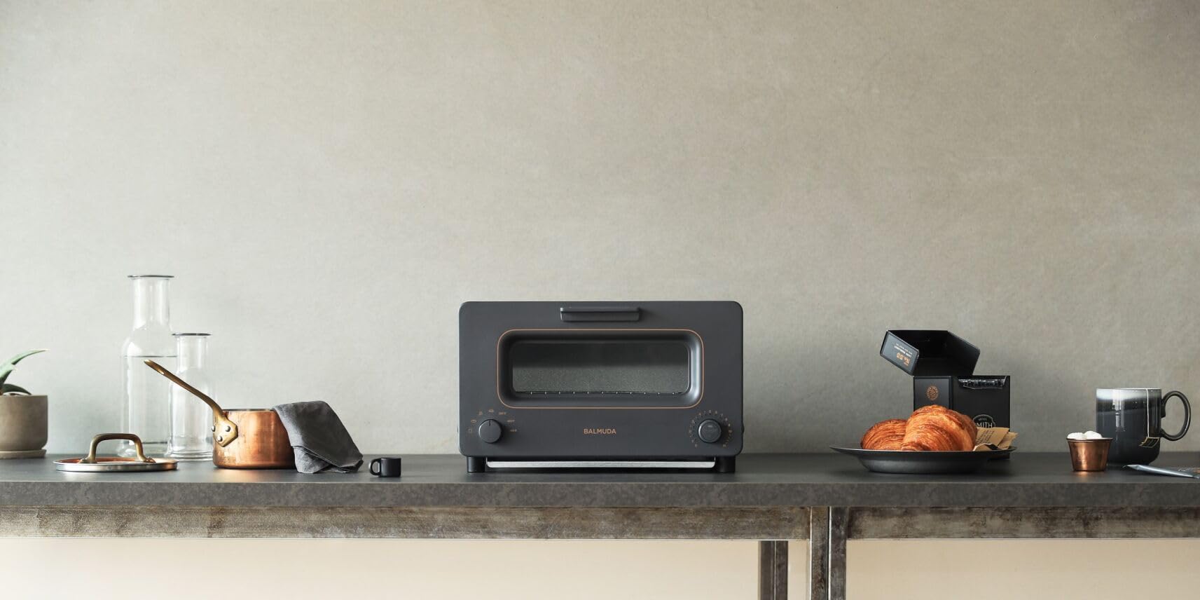 BALMUDA The Toaster - Premium Steam Oven Toaster with 5 Cooking Modes for Sandwich, Artisan Bread, Pizza & Pastry | Compact Countertop Design with Baking Pan | K01M-CG Charcoal Gray | Perfect for Small Kitchens, Dorms & Breakfast Stations