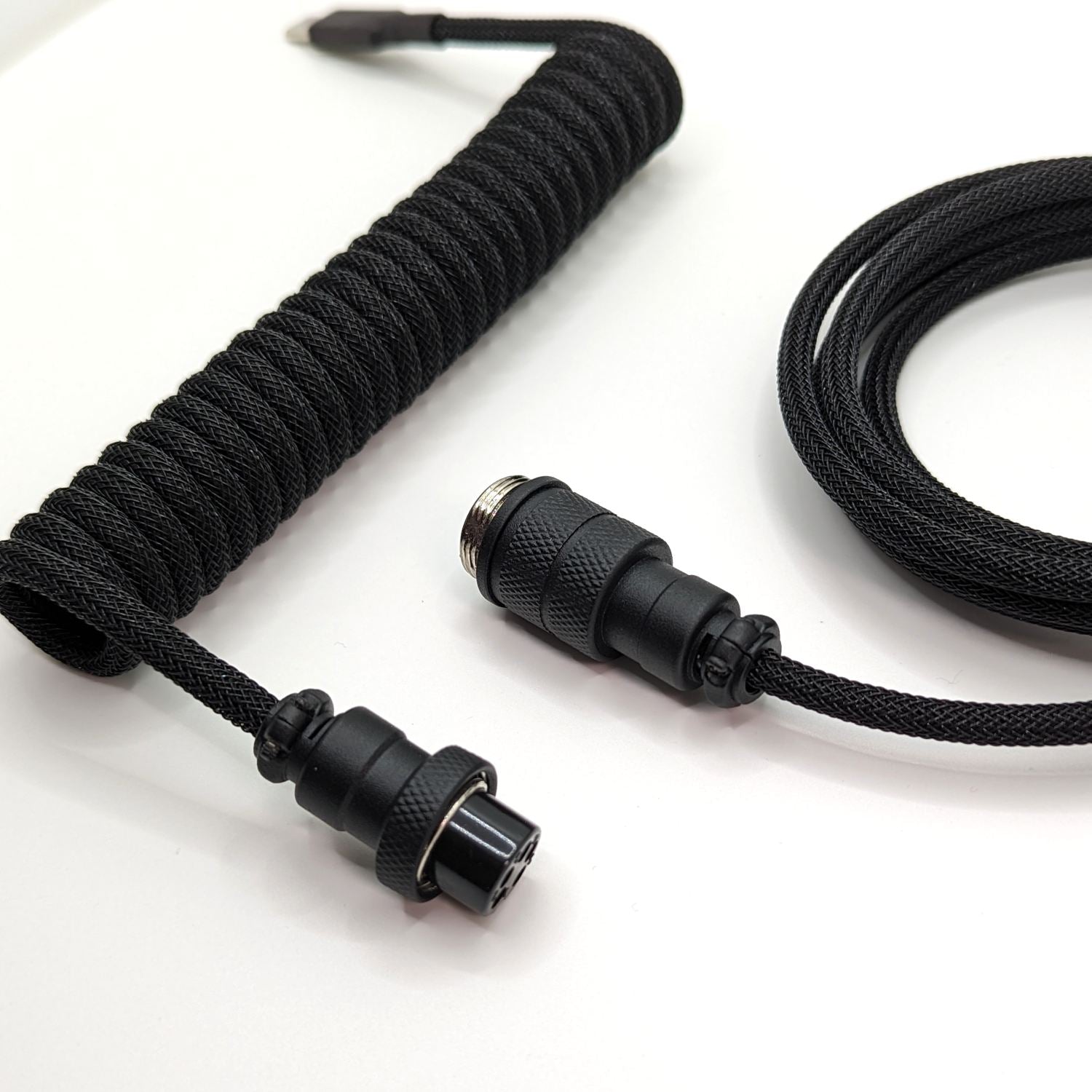 Premium Coiled Keyboard Cable - Black USB-C to USB-A Braided Cord for Mechanical Keyboards | Gaming, Office & Home Workspace Setup