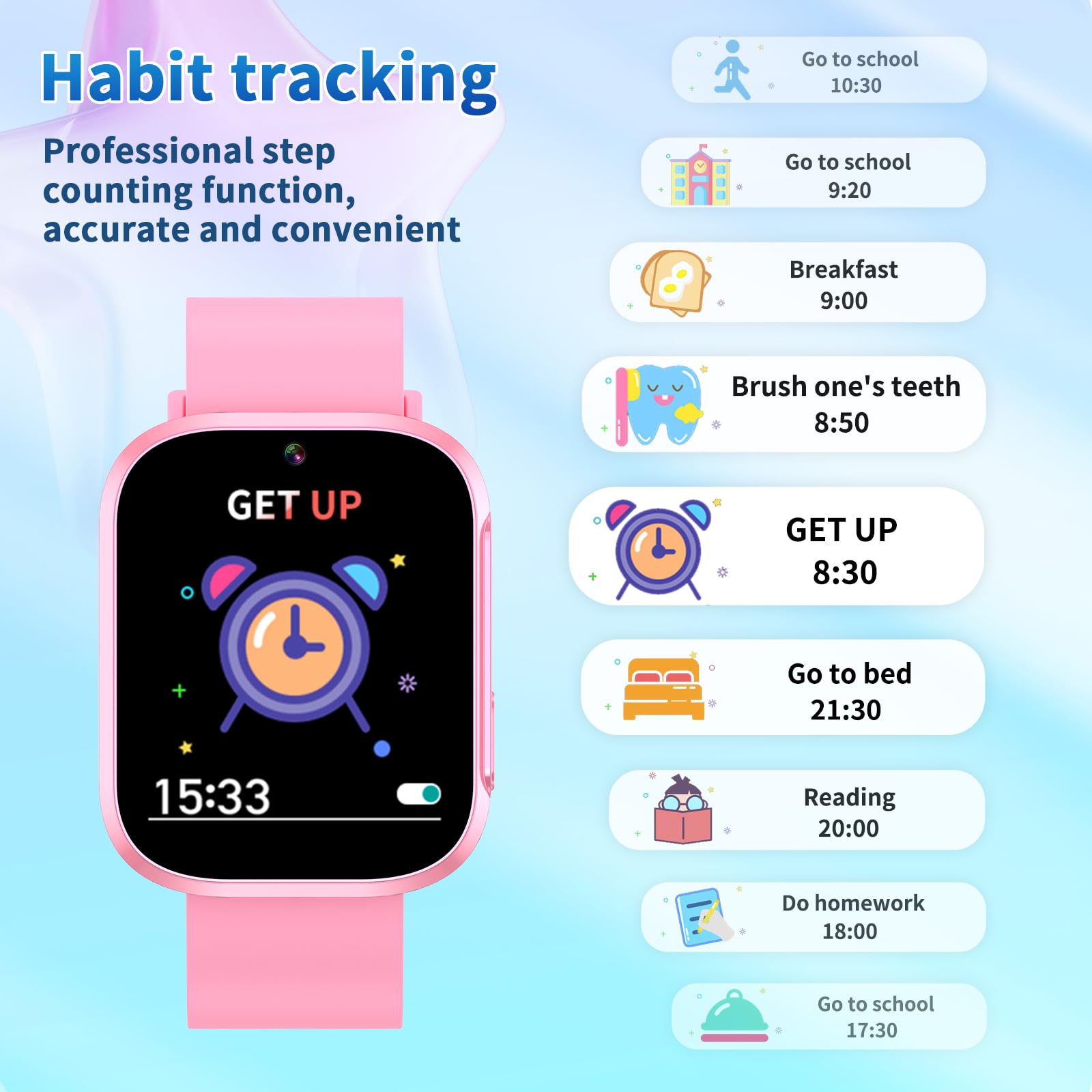 **Kids Smart Watch with Learning Card, Audio Story, 31 Games, HD Camera, Music Player & Pedometer - Educational Toy for Boys & Girls Ages 4-10 (Pink) - Perfect for School, Playtime & Birthday Gifts**