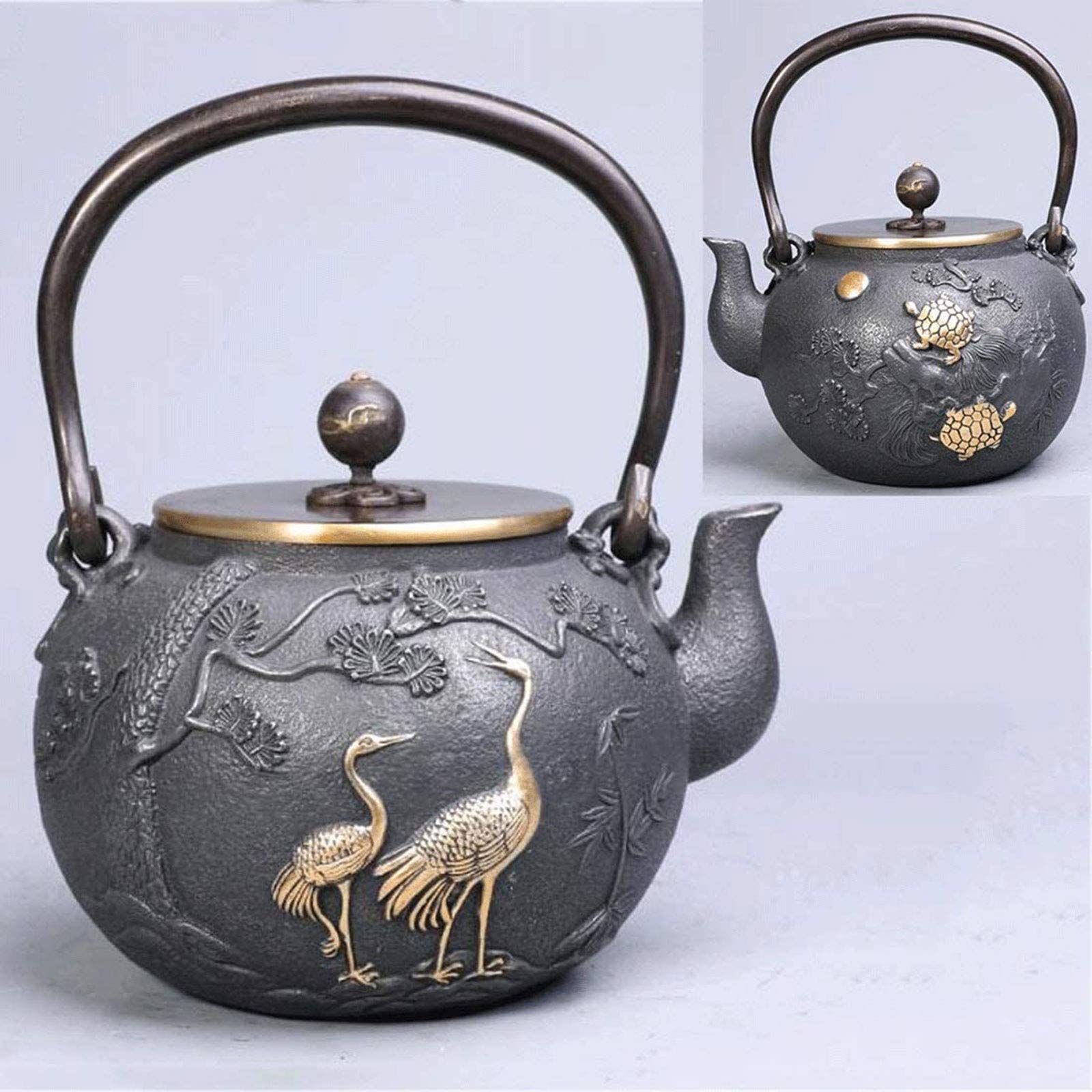 Japanese Cast Iron Tea Kettle - 1.2L Vintage Heat Resistant Teapot for Loose Leaf Tea | Perfect for Home, Office & Tea Parties | Traditional Japanese Tea Ceremony & Daily Brewing