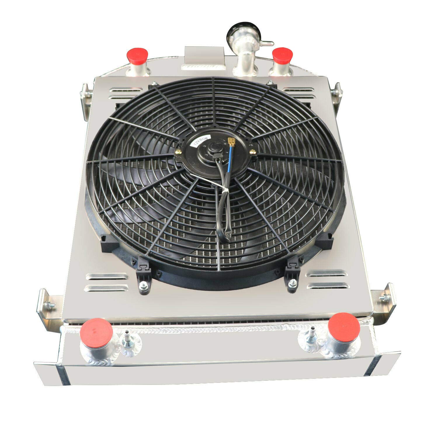 3 Row Aluminum Radiator with Shroud Fan & Relay Kit - Compatible with 1932 Ford Flathead V8 (Stock Height) - Perfect for Classic Car Restoration & Hot Rod Cooling System Upgrades