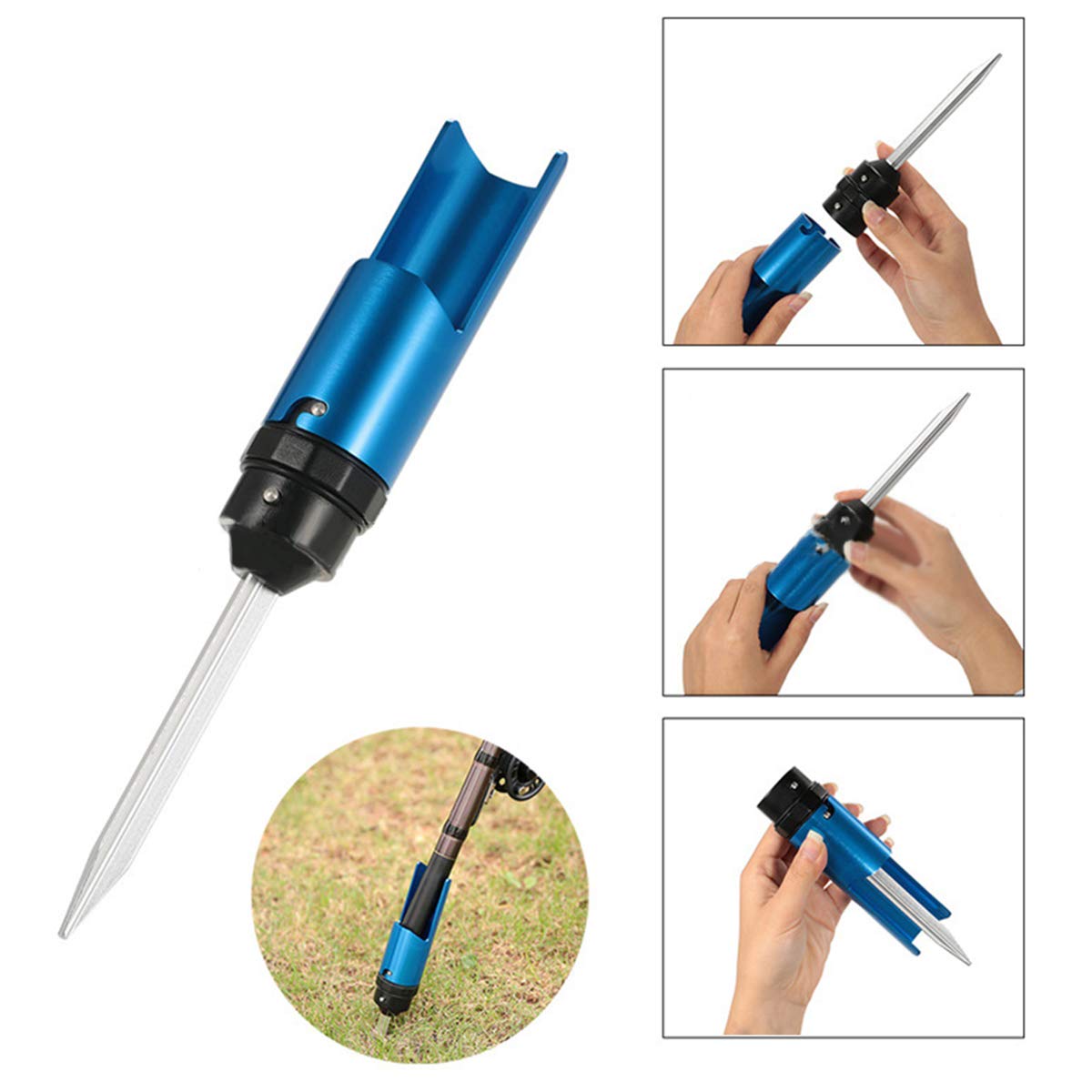 Josopa Bank Fishing Rod Holder - Aluminum Alloy Ground Pole Support Stand with Detachable Spinning, Foldable Design for Bank Fishing | Perfect for Shoreline, Riverbank & Lake Fishing Accessories