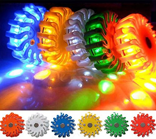 RPF16LM6 - 6-Pack Amber Rechargeable 9-Function Portable 16 LED Power Flare Roadside Emergency Magnetic Safety Lights - Perfect for Roadside Emergencies, Construction Zones & Vehicle Breakdowns