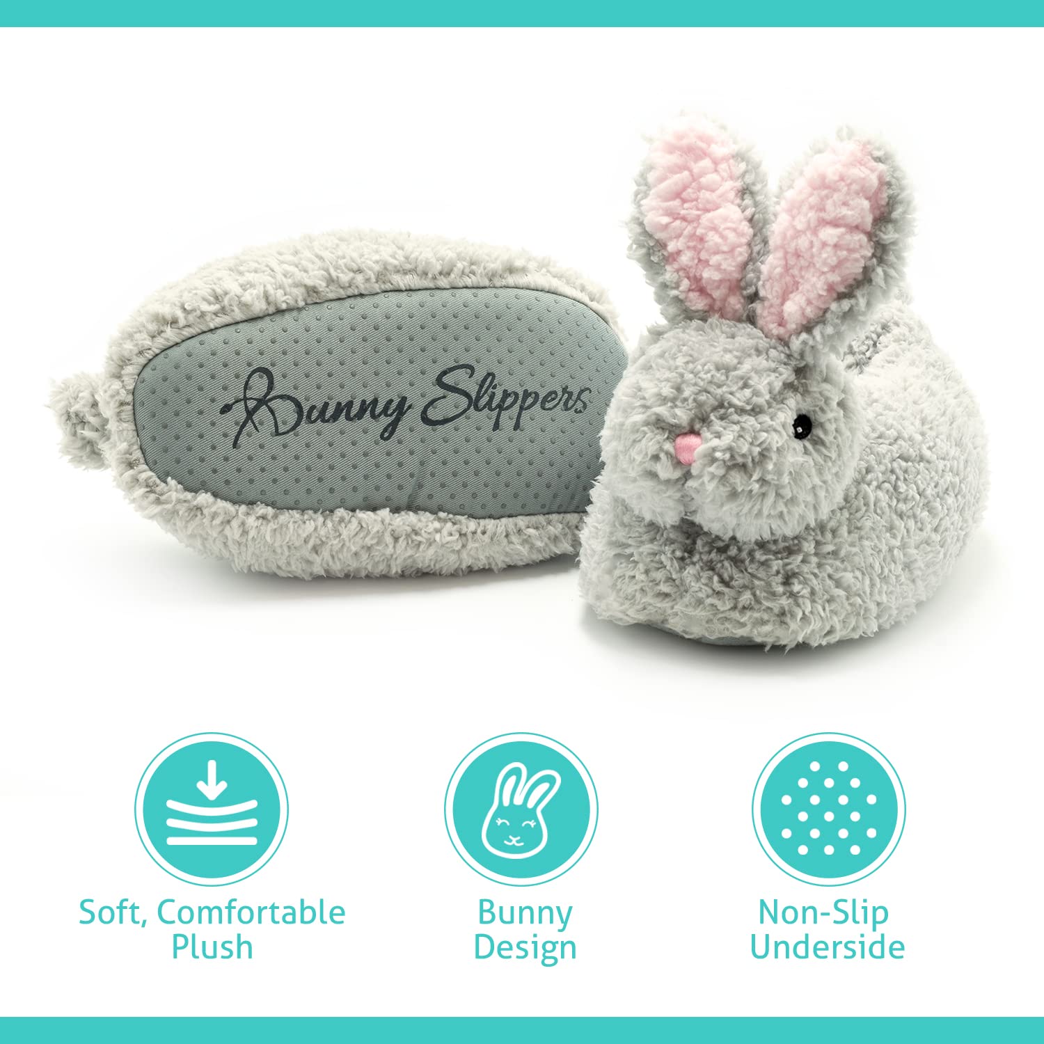 Bright Line Eating Toddlers Bunny Slippers - Soft Kids House Shoes for Boys & Girls, Non-Slip Indoor Slippers for Toddlers 1-3 Years - Perfect for Playtime, Bedtime & Cozy Home Wear