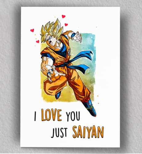 Super Saiyan Valentine's Day Anime Greeting Card | Dragon Ball Z Inspired Blank Card | Perfect Birthday Gift for Anime Fans | Great for Valentine's, Birthdays & Special Occasions