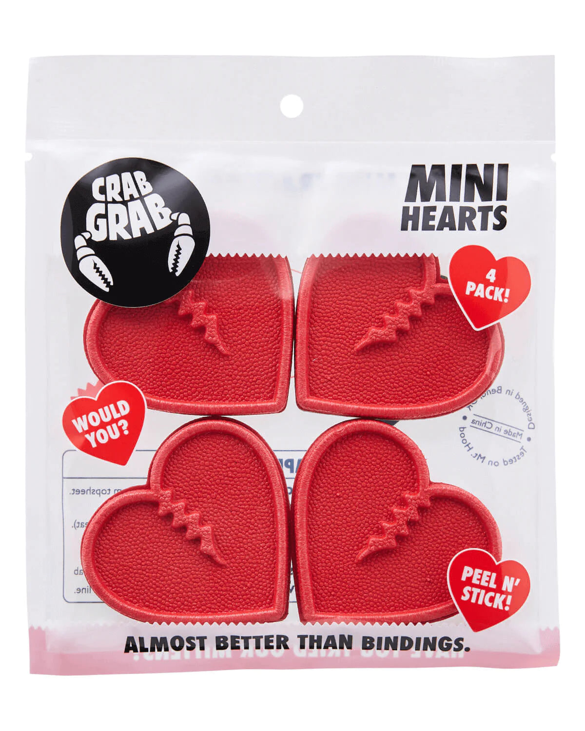 Crab Grab Mini Hearts Stomp Pad 2024 - Non-Slip Snowboard Traction for Safety | Perfect for Snowboarding, Skiing & Winter Sports