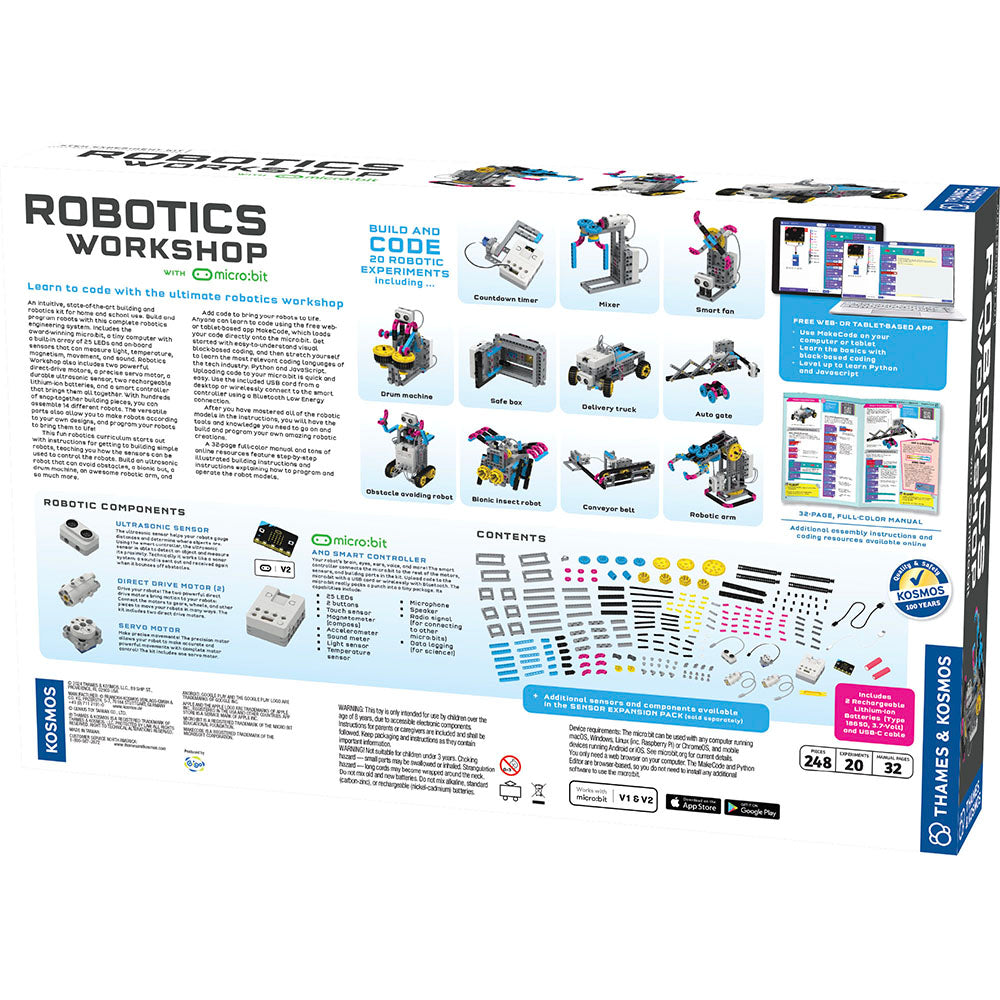 Micro:Bit Robotics Workshop Kit - Learn Coding & Build Robots for Kids & Beginners | STEM Education, DIY Projects & Classroom Activities