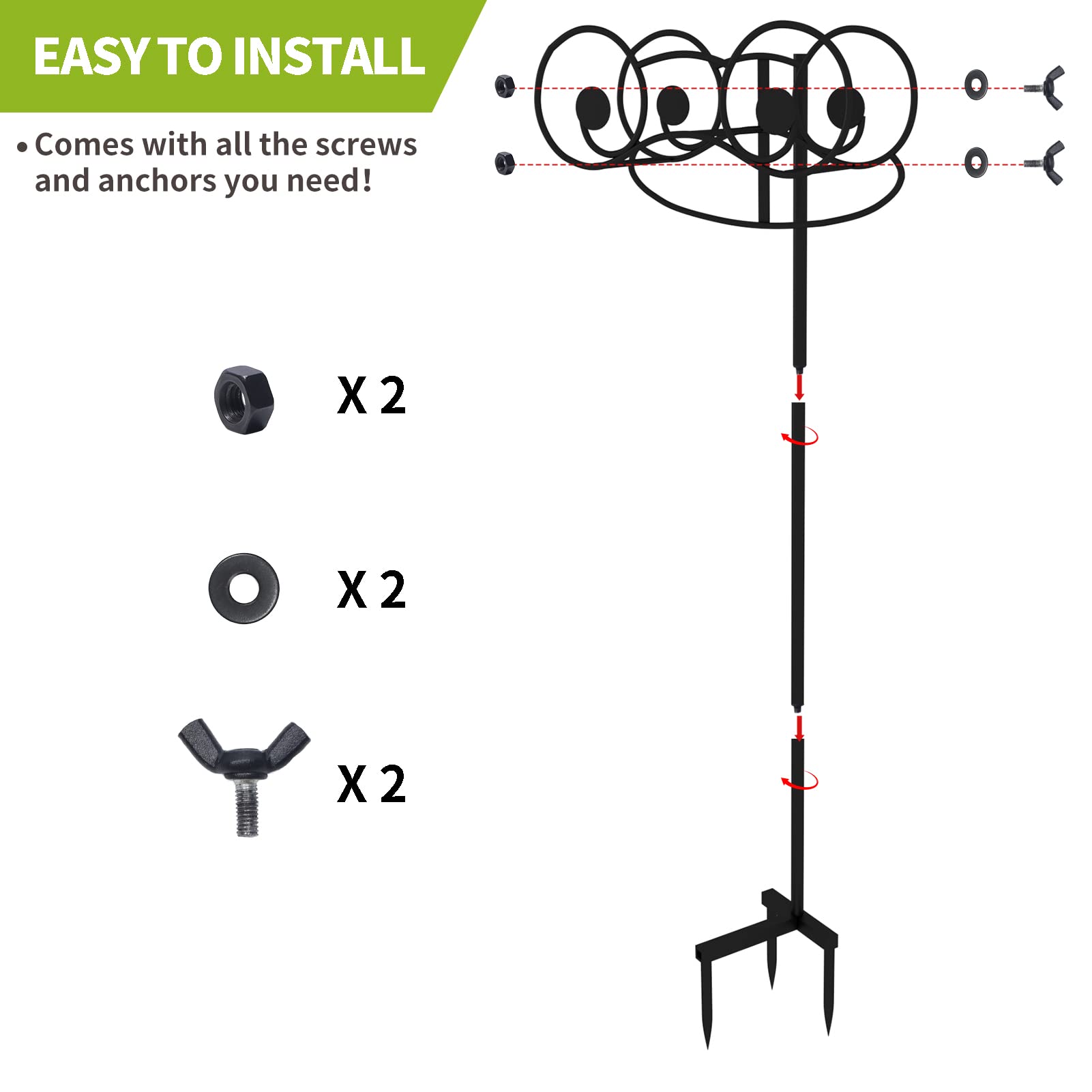 EYMPEU Metal Garden Hose Holder with Frog Design - Free Standing Outdoor Water Hose Stand for Garden Storage | Perfect for Yard, Patio, and Lawn Organization