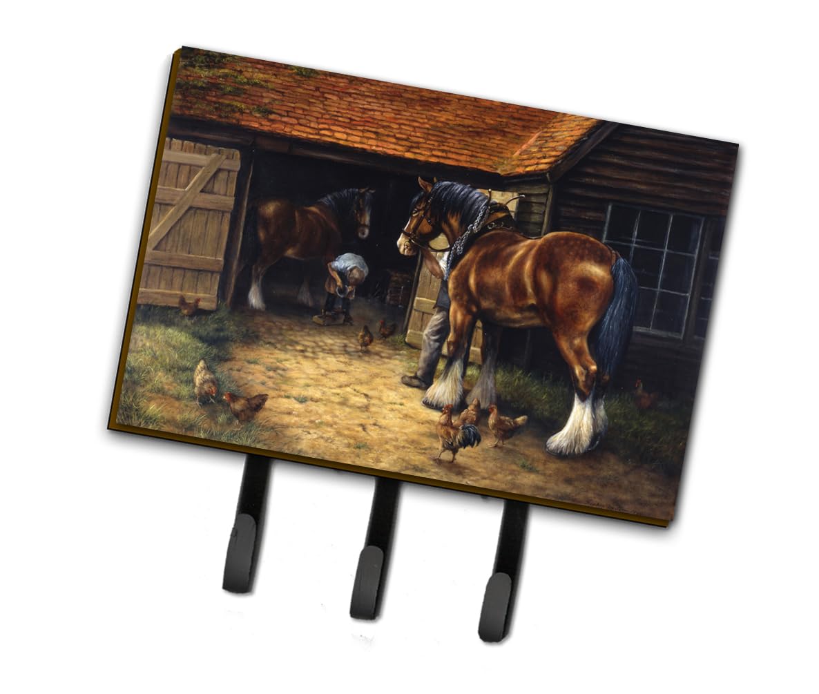 Caroline's Treasures Horse & Blacksmith by Daphne Baxter - Decorative Key Holder & Leash Hook (BDBA0086TH68) - Perfect for Farmhouse, Western & Equestrian Home Decor