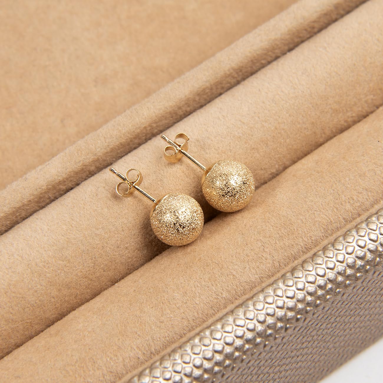 14k Gold Stud Earrings for Women - Butterfly Back Design Ball Earrings (3/4/5/6/7/8mm) | Perfect Anniversary, Valentine's Day & Birthday Gift for Her | Elegant Jewelry for Date Nights, Weddings & Special Occasions