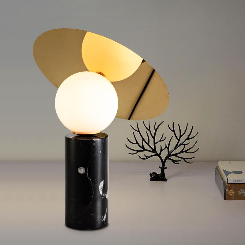 Modern Bola Disc Table Lamp - Sleek LED Nightstand Light for Bedroom, Living Room & Office - Perfect for Reading, Relaxing & Decor