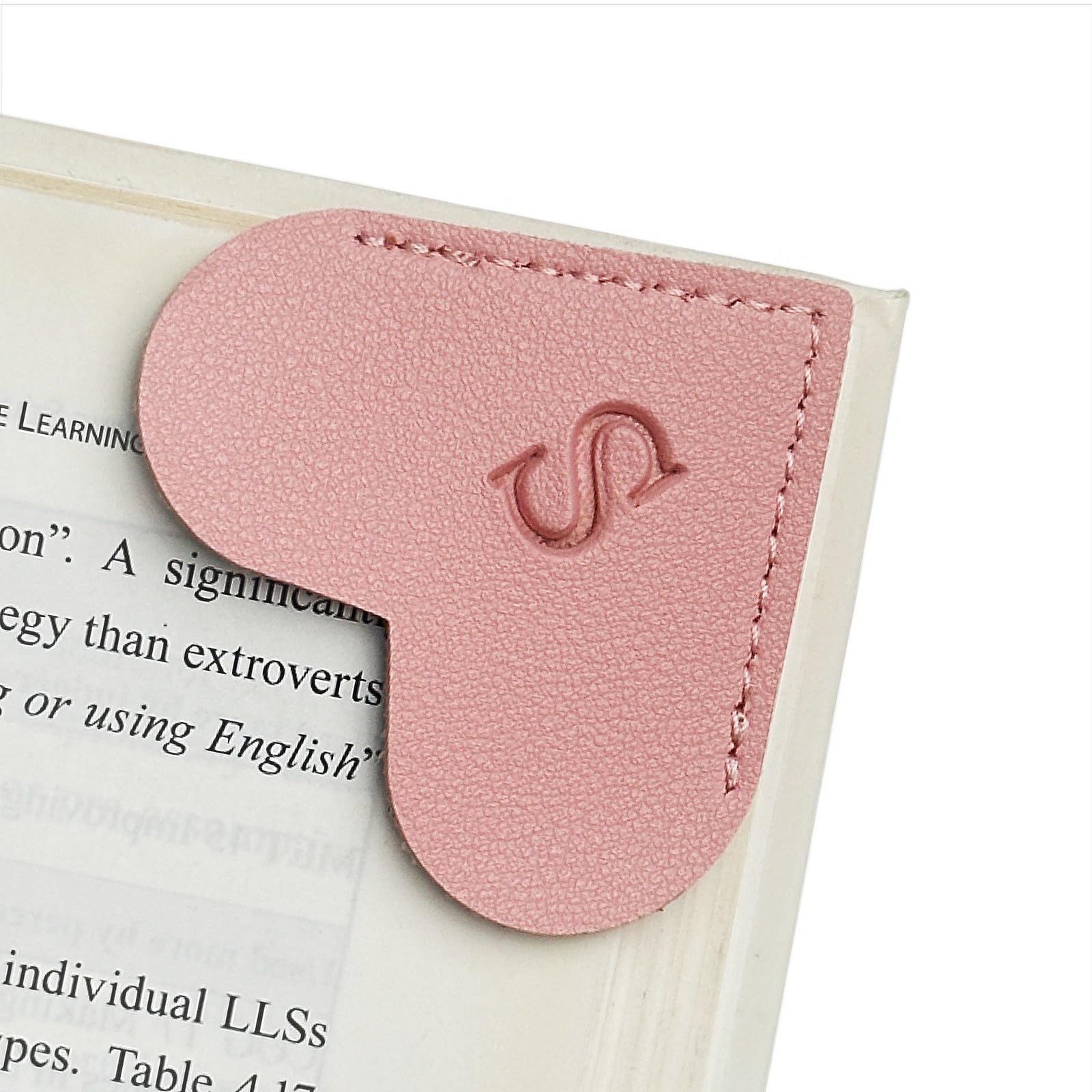 Personalized Leather Heart Bookmark with Initial - Custom 26 Letters Corner Bookmark for Women, Teachers, Students & Book Lovers - Perfect Reading Gift & Book Accessory (Pink, Small) - Ideal for Valentine's Day, Birthday Gifts & Book Club Favors