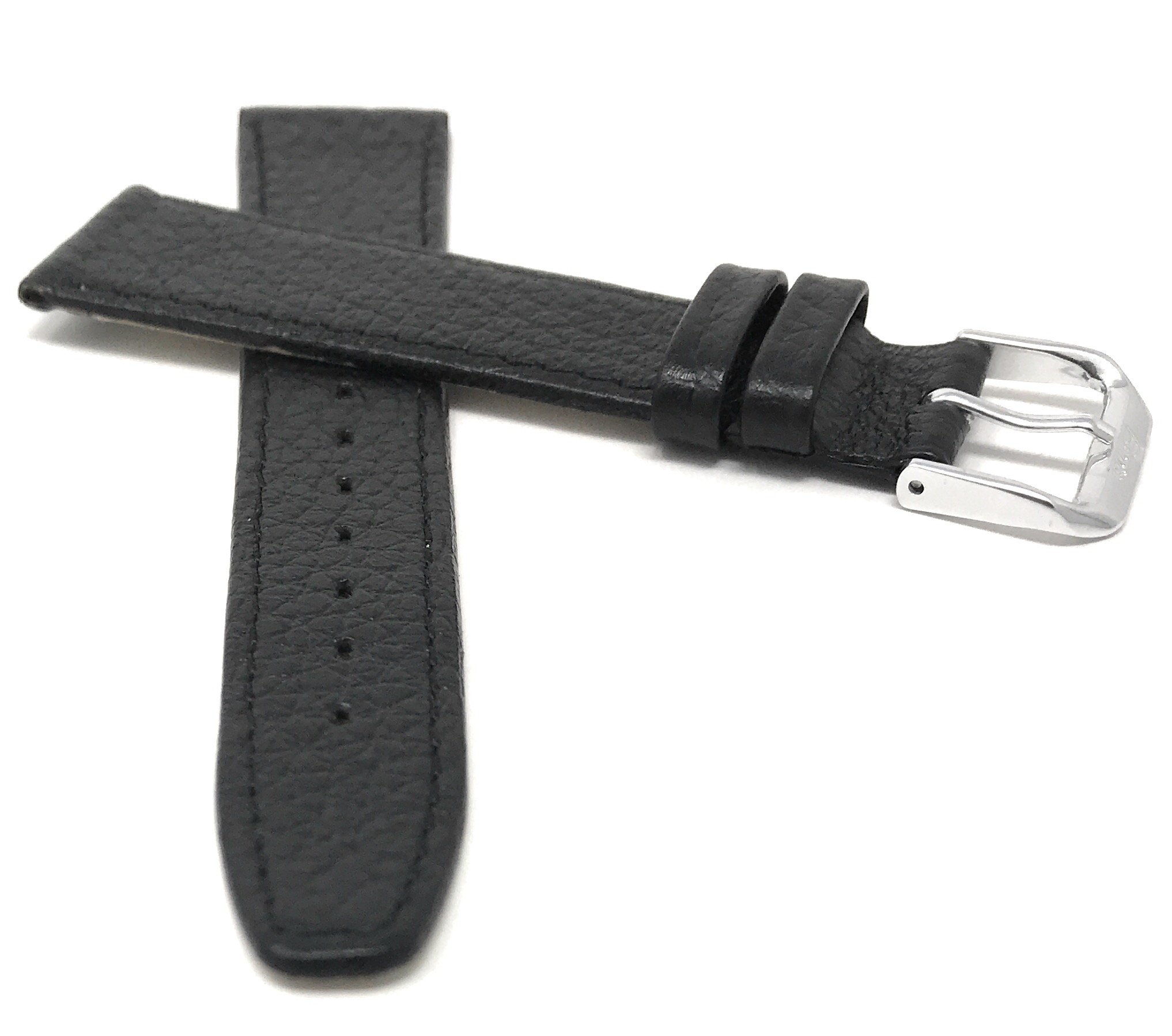 Bandini Extra Long (XL) 22mm Italian Genuine Leather Watch Band Strap - Black Buffalo Grain - Slim Replacement Watchband for Men | Perfect for Dress Watches & Formal Occasions