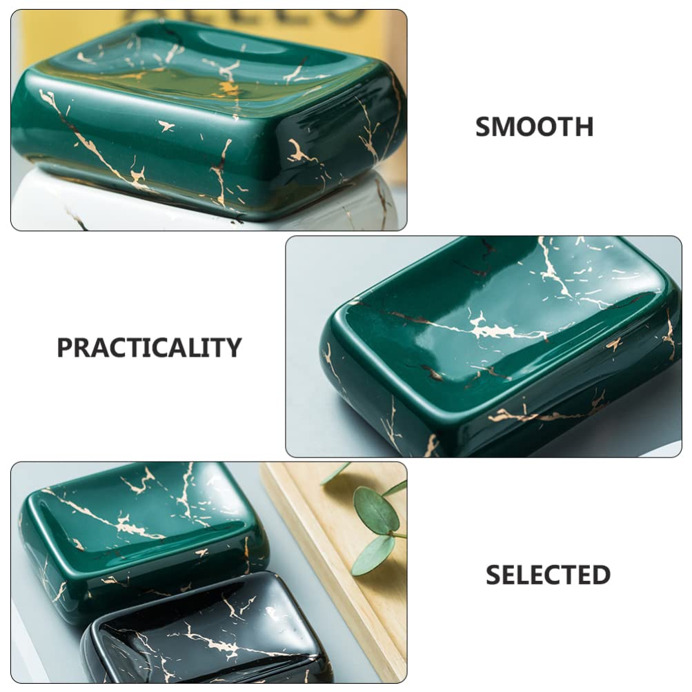 1pc Ceramic Soap Dish with Drainage - Elegant Bathroom Soap Holder & Storage Tray for Sink Countertop, Shower, or Vanity - Perfect for Home, Hotel, and Spa Decor