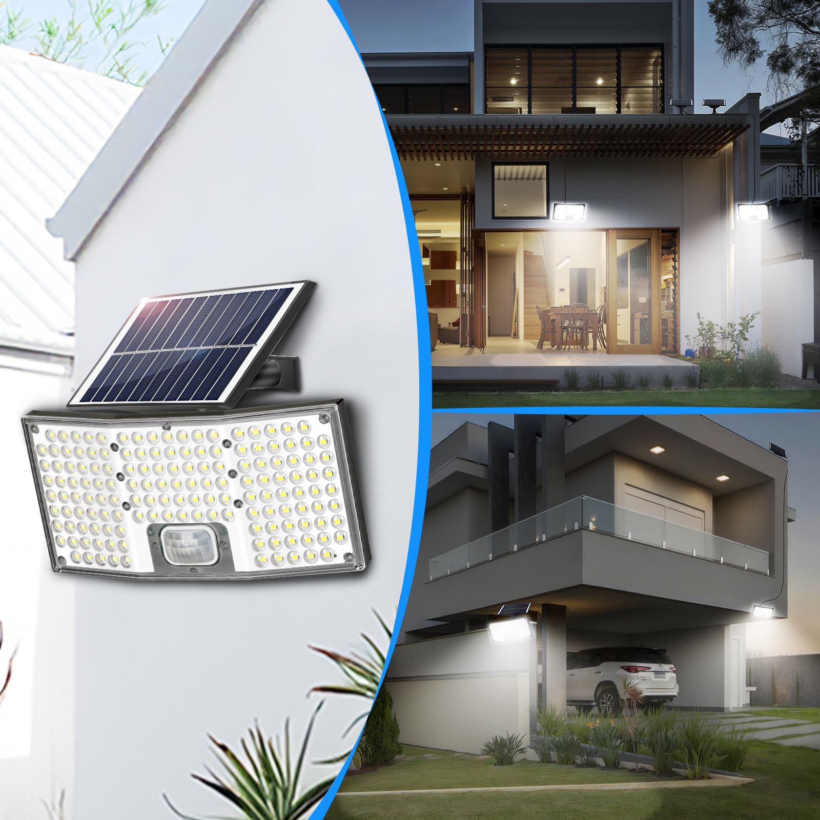 292 LED Solar Flood Lights with Motion Sensor & Remote - 4000LM Dusk to Dawn Security Lights, IP65 Waterproof, 3 Lighting Modes, 16.4FT Cable & Separate Panel - Perfect for Outdoor Yard, Garage, Pathway & Driveway Lighting