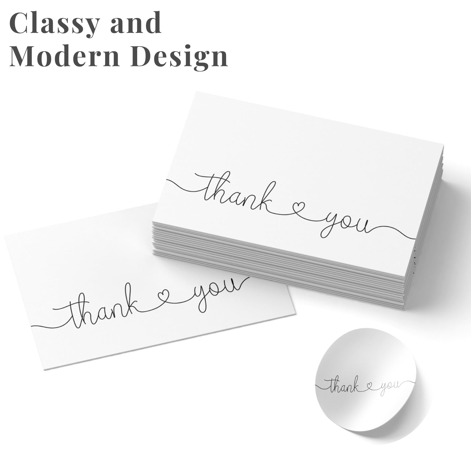 20 Pack Thank You Cards with Kraft Envelopes & Stickers - 4x6 Inch Professional Greeting Cards for Business, Baby Shower, Wedding, Graduation, Funeral - Perfect for Corporate Gifts, Party Favors & Special Occasions