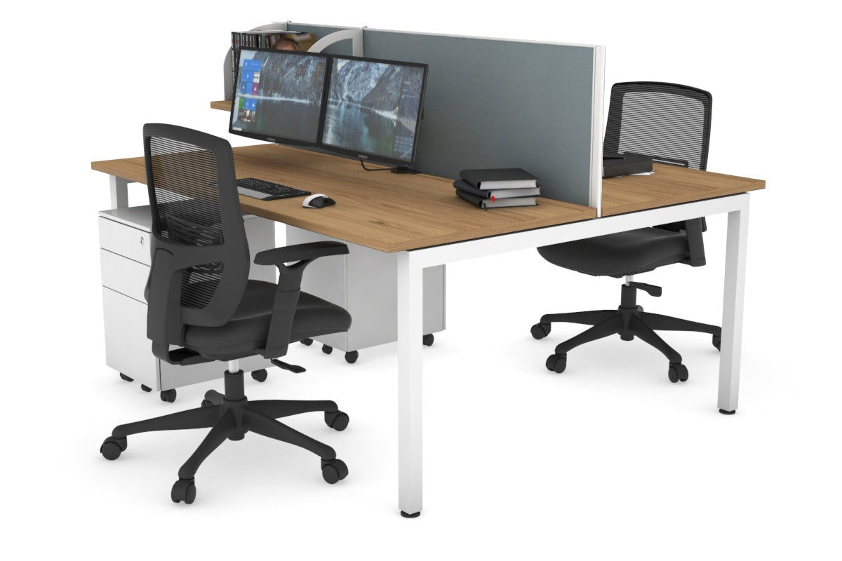 Quadro Square Legs 2 Person Office Workstation Desk - 1200L x 700W Modern Shared Workspace Solution for Home & Business Offices