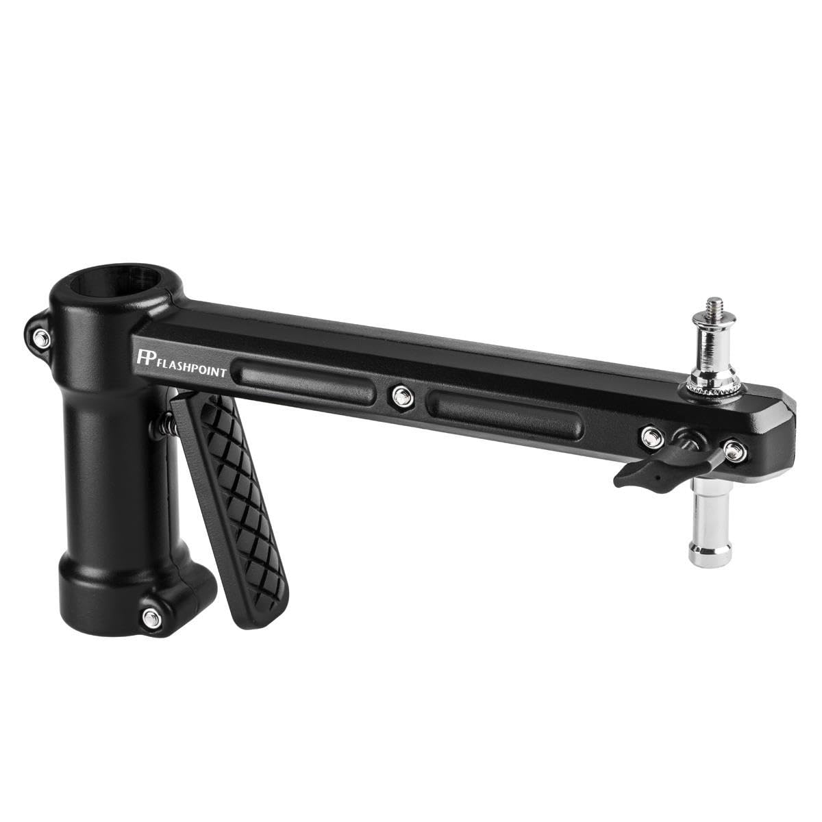 Flashpoint RB-PG Heavy Duty Steel Wheeled Pistol Grip Light Stand for Photography - 6.5' Max Height, 22 Lbs Load Capacity with Sliding Arm & Chrome-Plated Column - Perfect for Studio, Portrait, and Video Lighting Setups