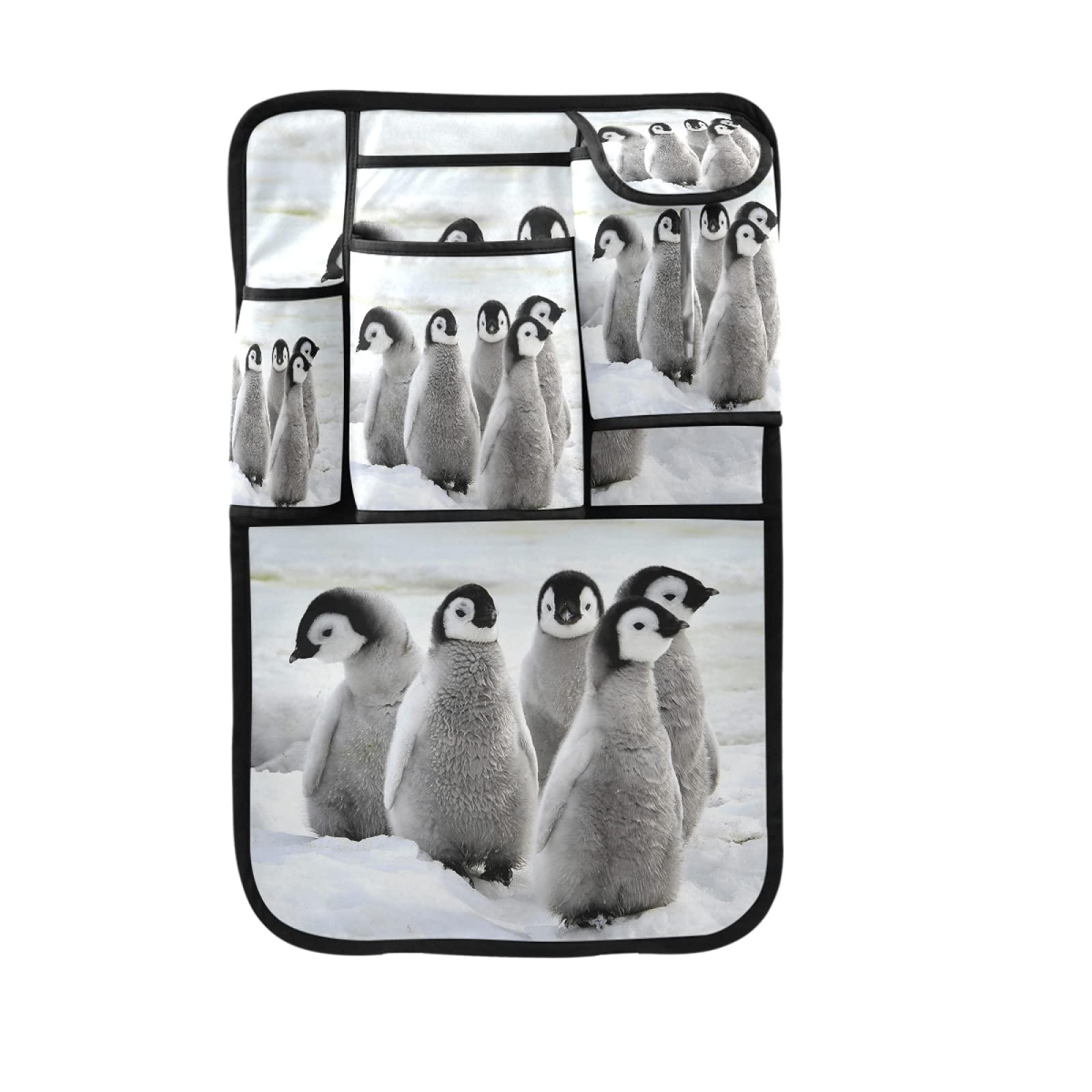 Emperor Penguin Chicks Snow Antarctica Car Seat Kick Mats - Backseat Organizer with 5 Pockets, Tablet & Cup Holder - Protects Seats from Kids' Shoes - Perfect for Road Trips, Family Travel & Daily Commute