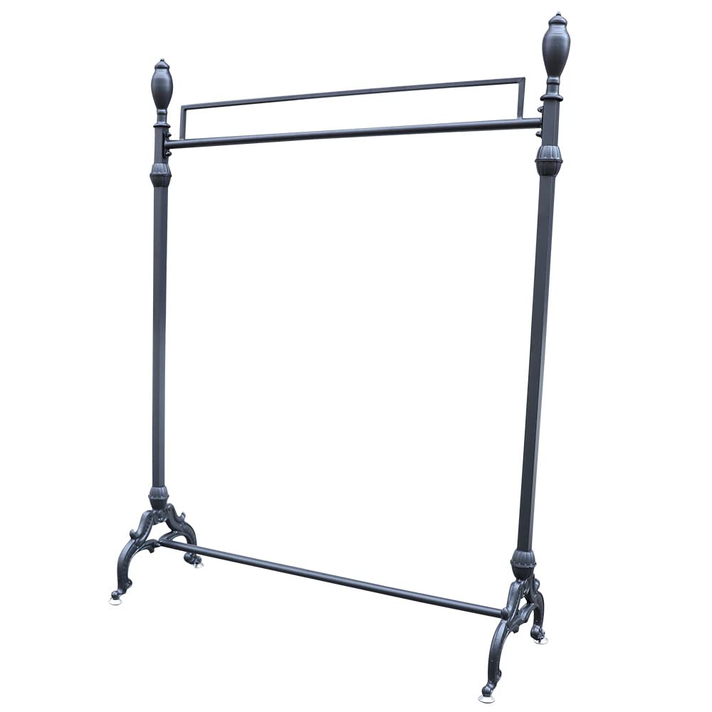 Industrial Heavy-Duty Rolling Clothes Rack with Shoe Shelf - Black Steel Garment Rack 47.2