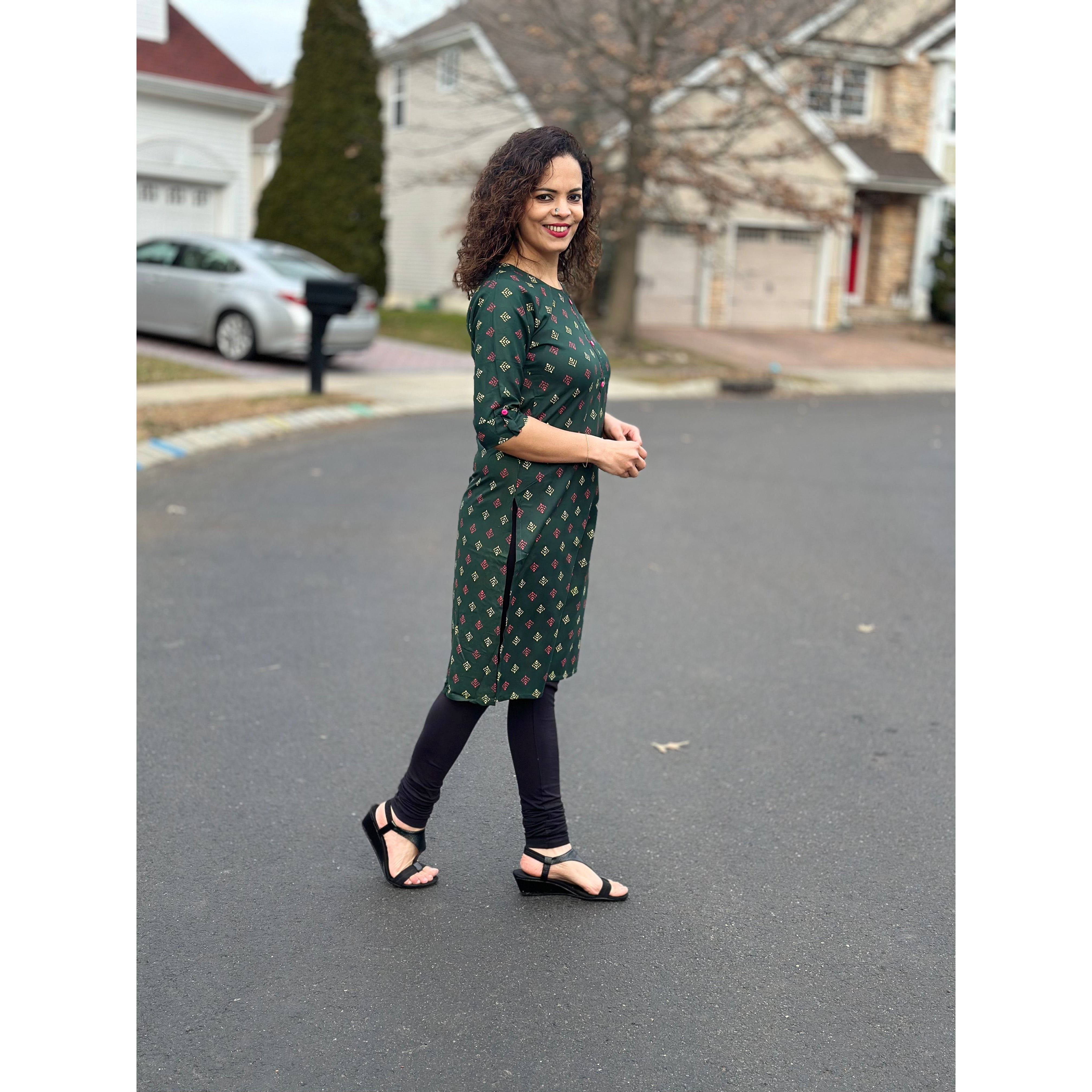 Stylish Green Printed Kurta for Women - Khushboo Collection | Perfect for Festivals, Weddings & Casual Wear