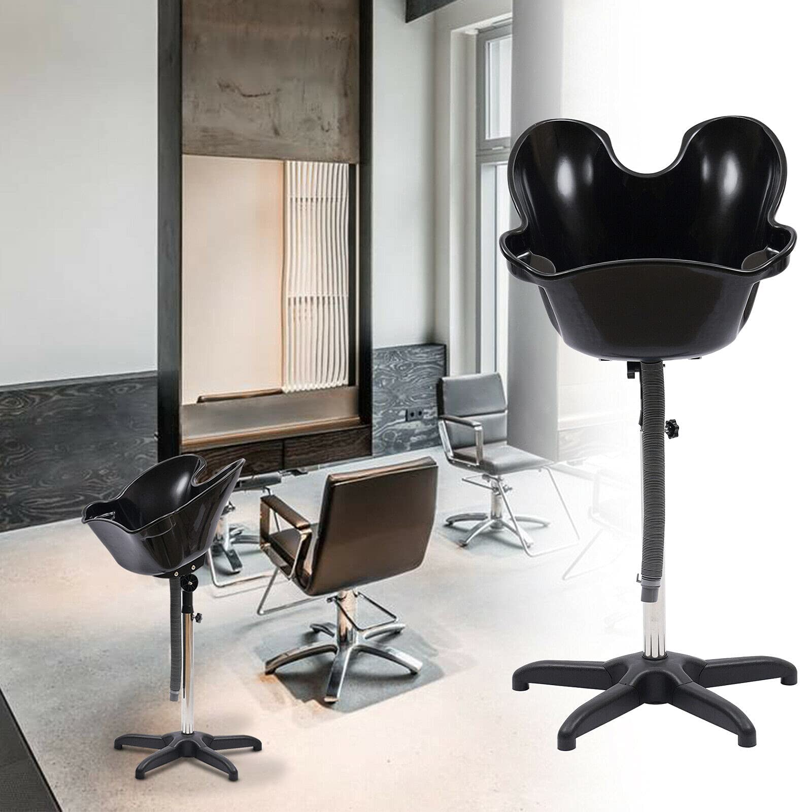 Professional Adjustable Height Barber Hair Basin - Portable Salon Shampoo Bowl with Stand & Drain Pipe for Hair Washing & Treatment | Perfect for Home Salon, Barbershop & Mobile Hair Services