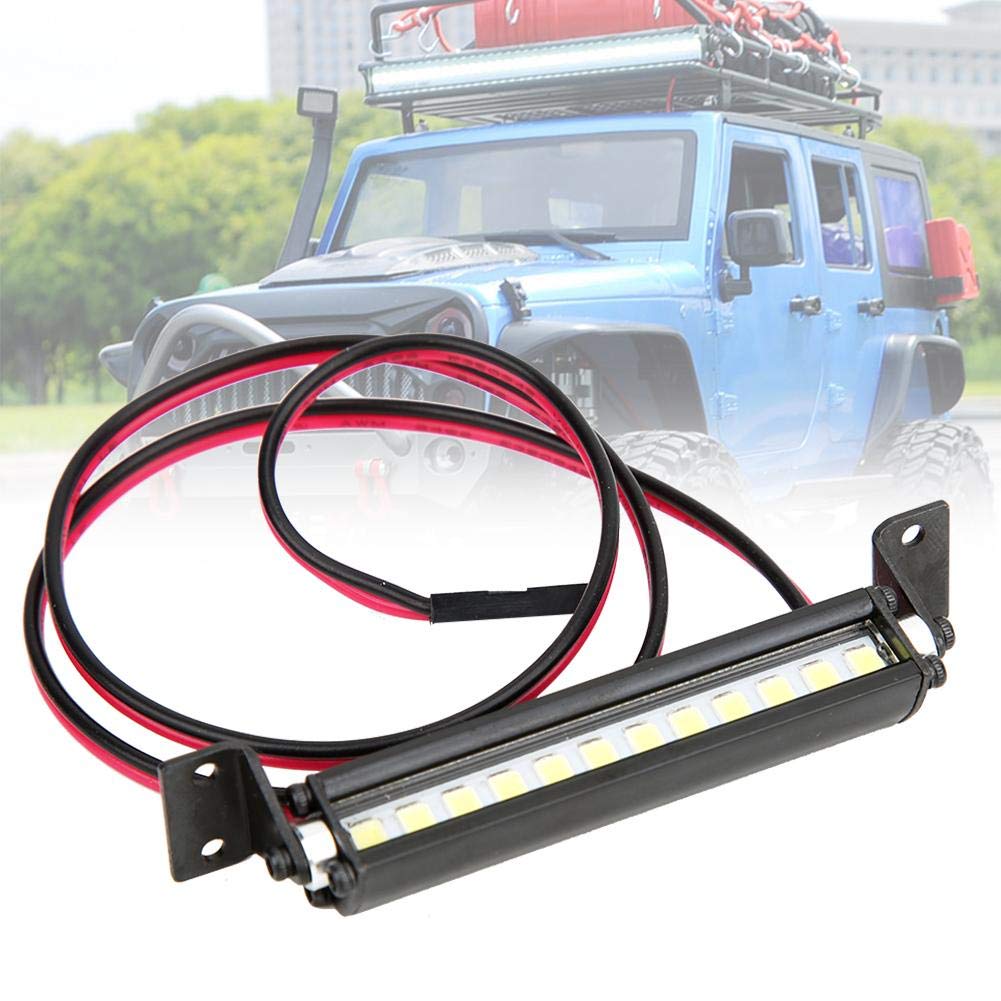 Dilwe RC Car LED Roof Light Bar - 12 Mini LEDs for SCX10 1/10 Scale 4WD Crawler - Black | Off-Road Night Crawling & Trail Adventure Lighting Accessory