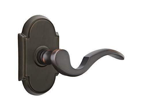 Emtek Passage Set Style 8 Rosette Cortina Lever - Left Hand Flat Black Door Handle for Modern Homes (Ideal for Bedrooms, Bathrooms & Interior Doors)