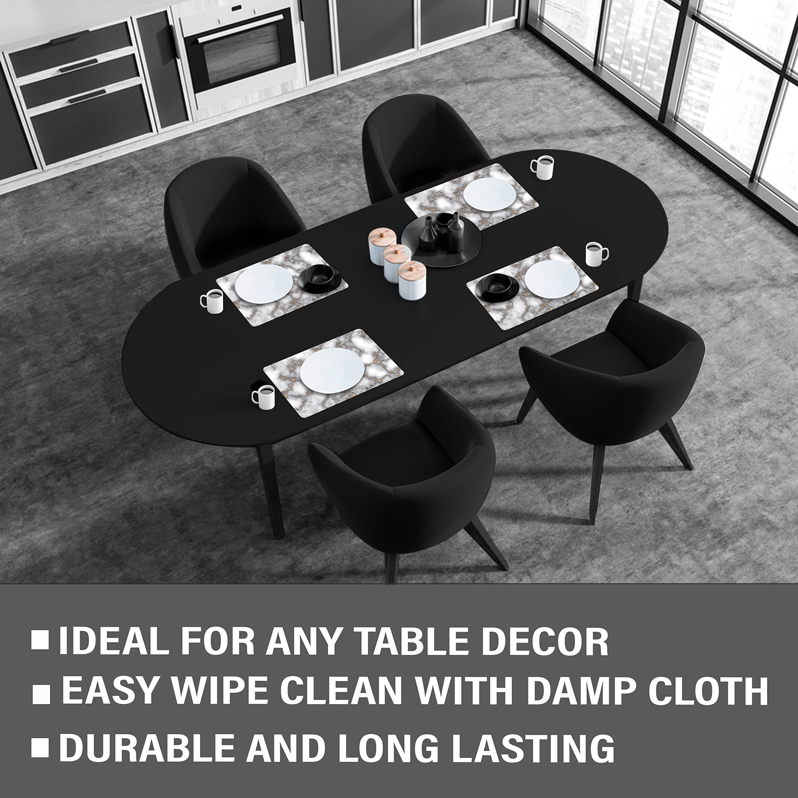 Elegant Smokey Gold Marble Cork Placemats Set of 2 - 12
