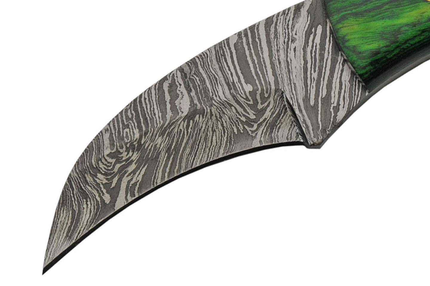 SZCO SUPPLIES 7 Inch Green Wood and Bone Handle Hunting Knife - Outdoor Survival, Camping, Bushcraft, and Skinning Tool