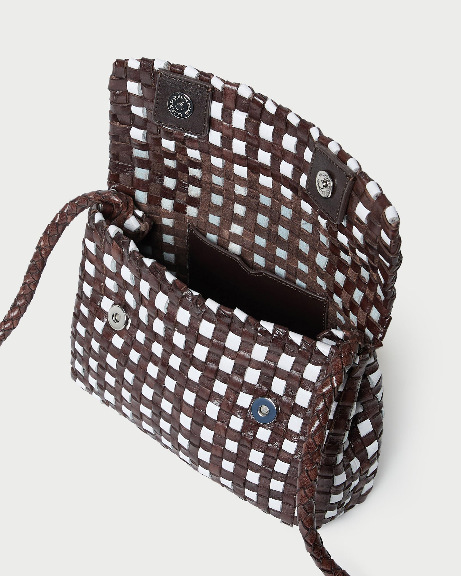 Vinnie Chocolate & White Woven Crossbody Bag for Women - Stylish Shoulder Purse with Adjustable Strap - Perfect for Shopping, Travel & Daily Use