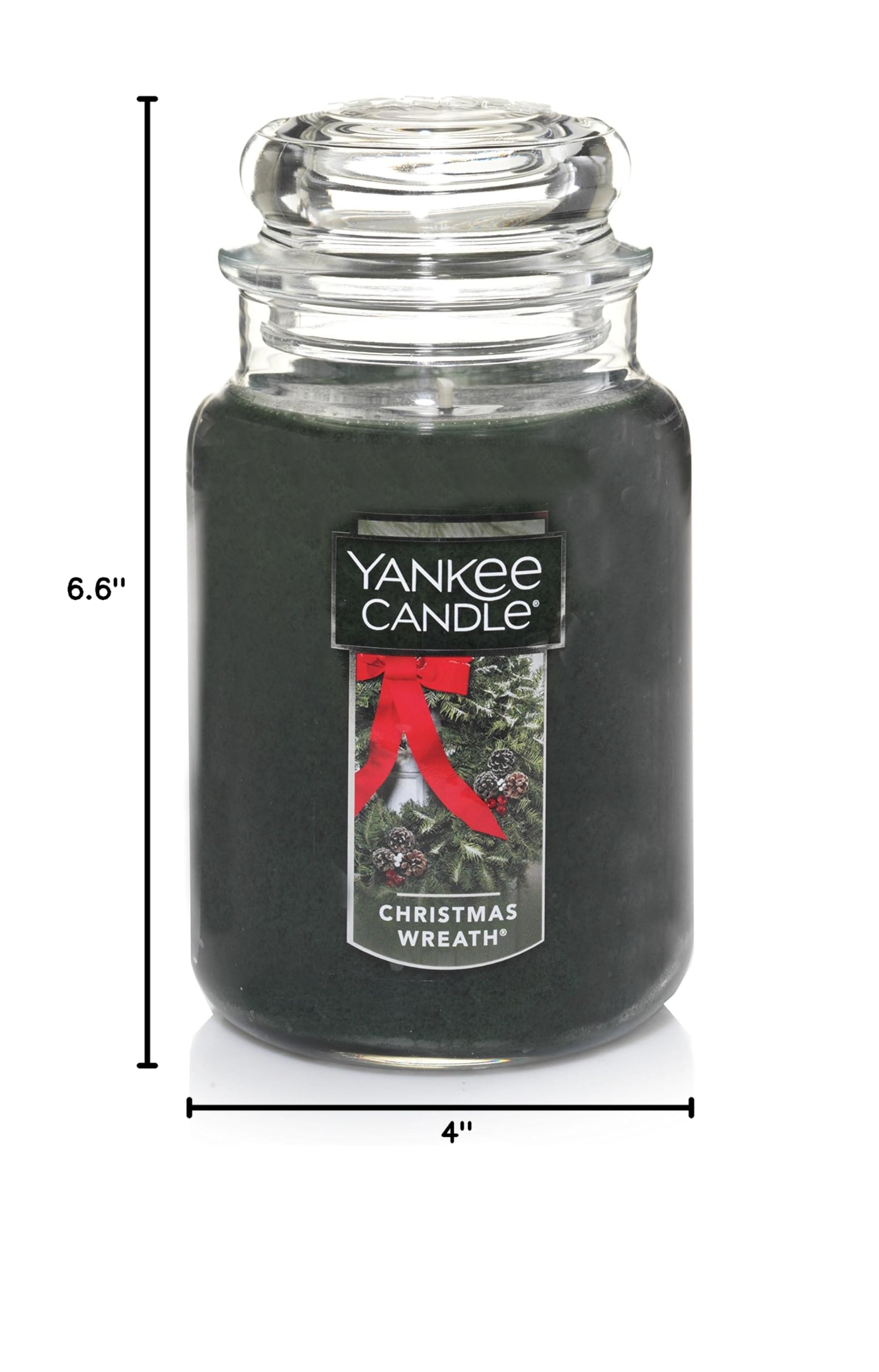 Yankee Candle Christmas Wreath Scented Large Jar Candle - 22oz Single Wick, 110+ Hours Burn Time - Perfect for Holiday Decor, Cozy Home Ambience & Gift Giving