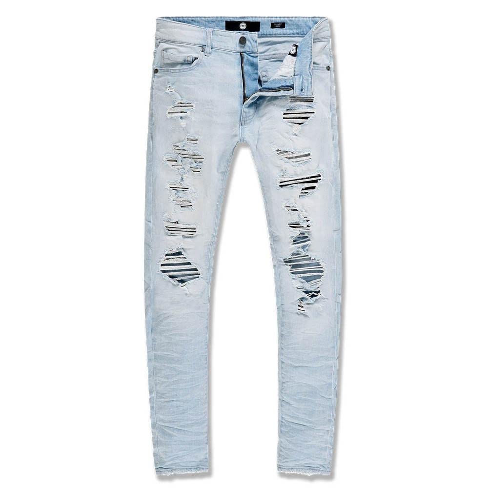 Jordan Craig Men's Sean Nightfall Denim Jeans - Ice Blue Wash Slim Fit Stretch Comfortable Casual Pants for Everyday Wear & Street Style