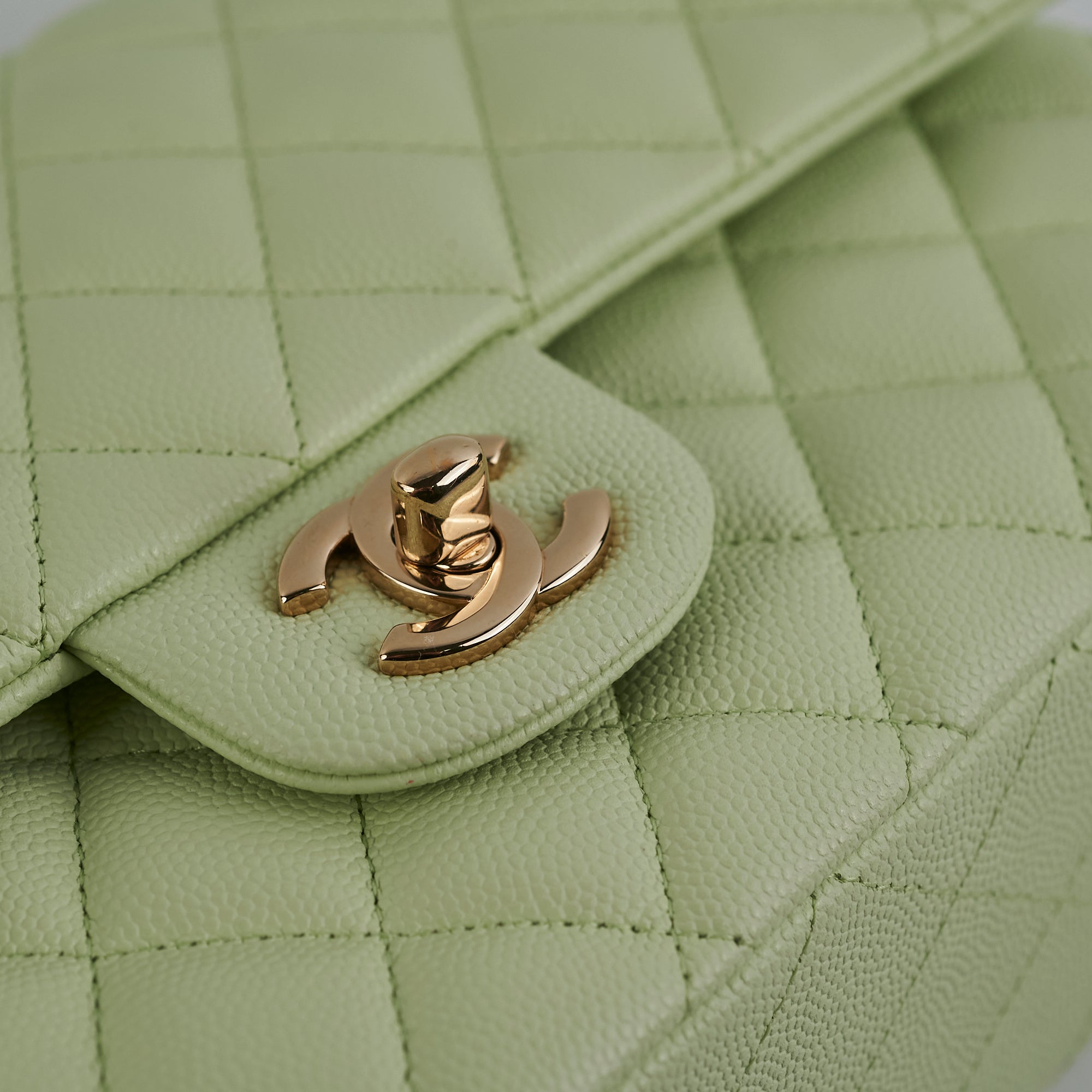 Chanel Medium Caviar Leather Double Classic Flap Bag in Light Green - Luxury Designer Handbag for Women, Perfect for Parties, Weddings & Everyday Elegance