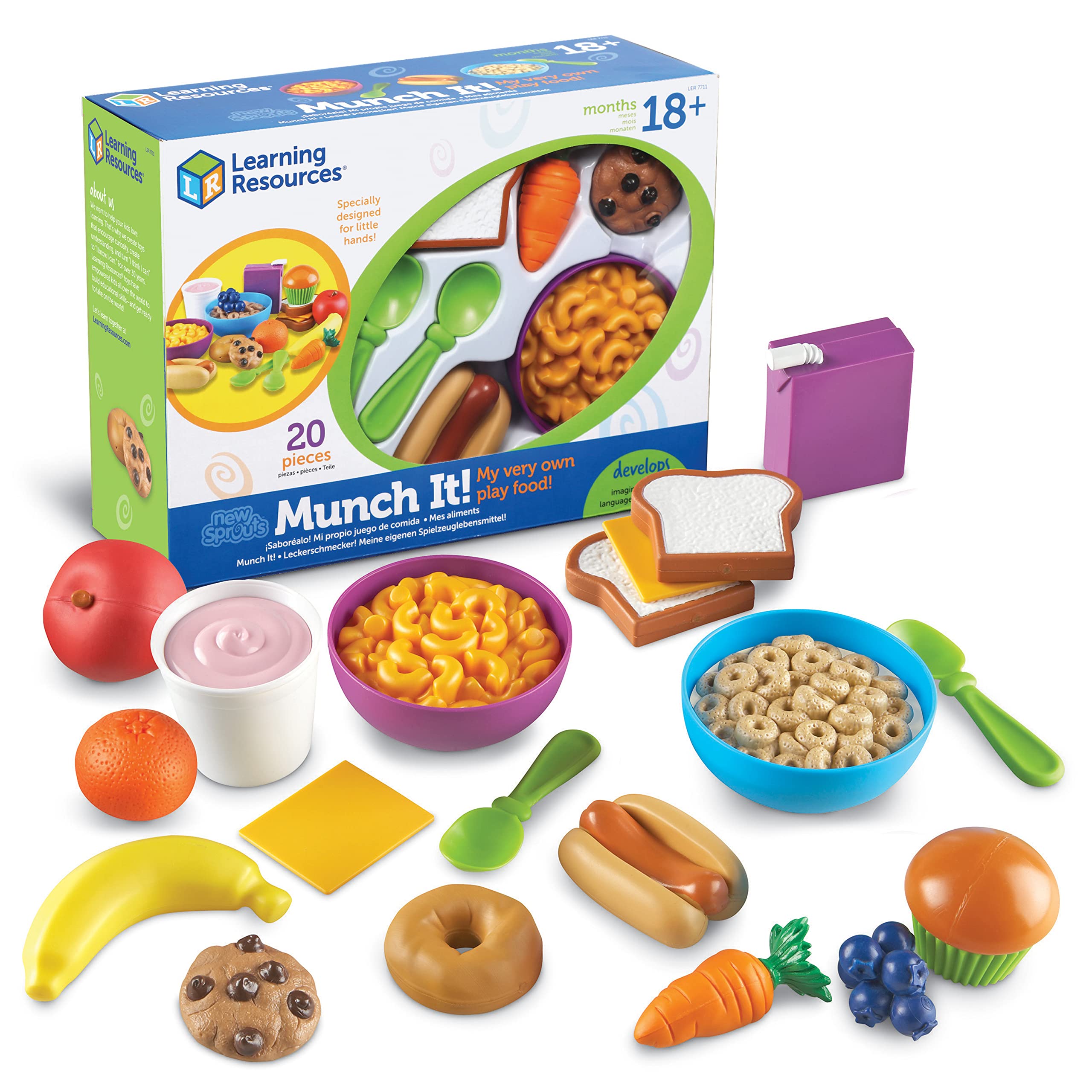 Learning Resources New Sprouts Munch It! Pretend Play Food Set - 20-Piece Toddler Picnic Toy for Imaginative Play & Early Learning, Ages 2+ | Perfect for Role-Playing, Tea Parties & Preschool Educational Activities