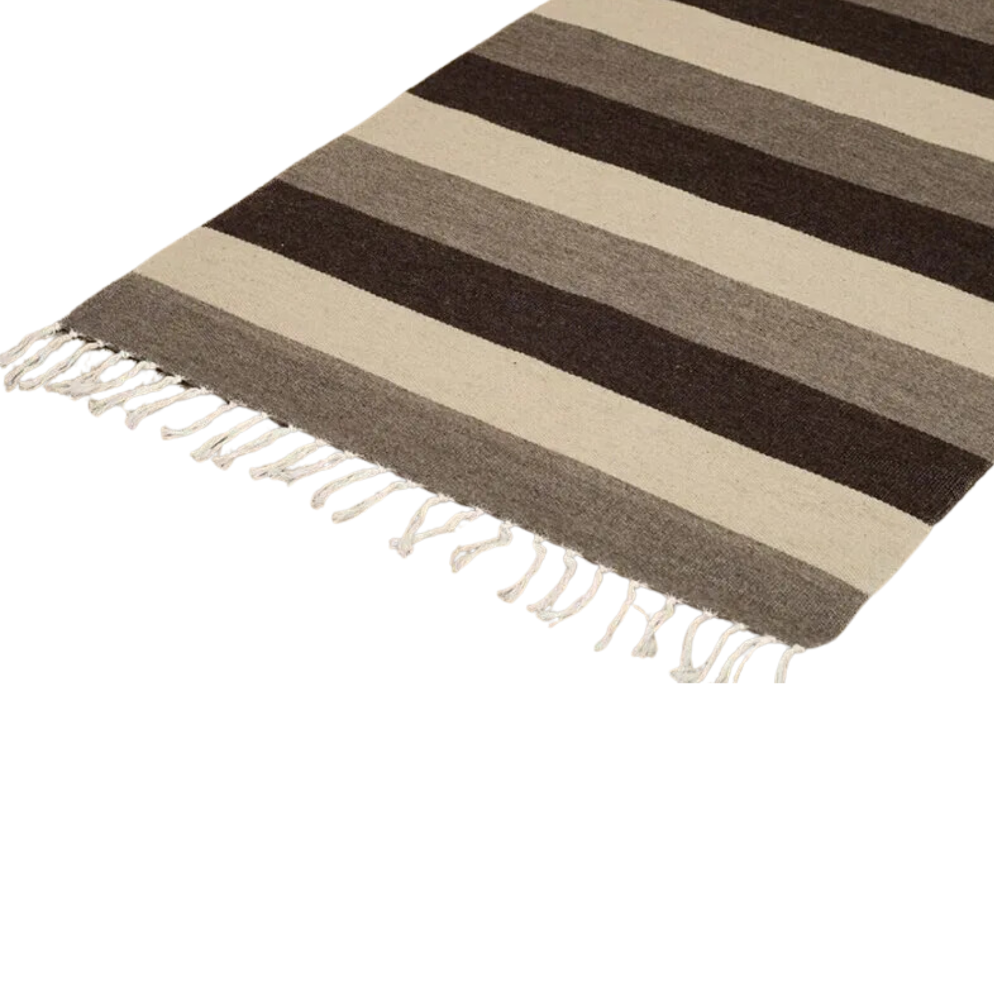 33.5 x 77 Inch Striped Flat Woven Wool Rug - Soft & Durable Natural Fiber Area Rug for Living Room, Bedroom or Office Decor