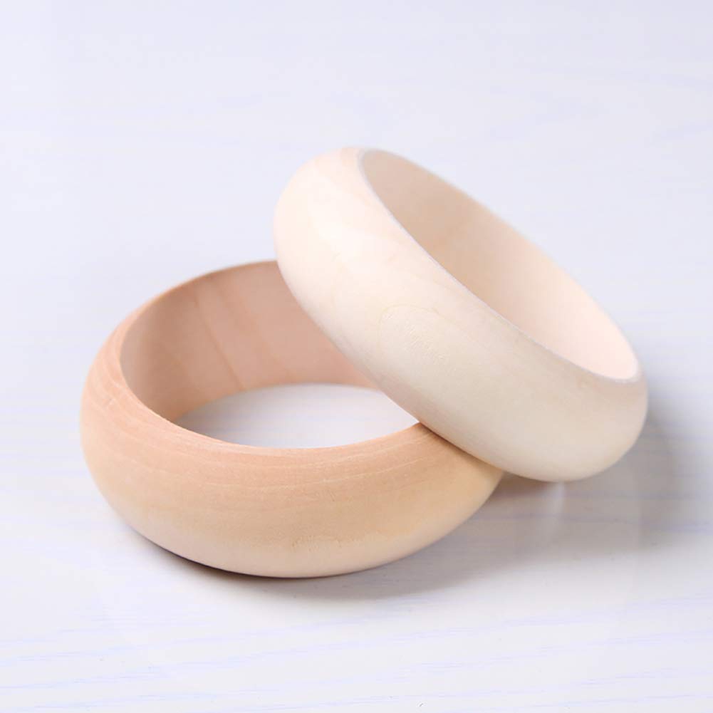 4 Pcs Unfinished Wood Bangle Bracelets - 25mm Natural Wooden Rings for DIY Jewelry Making & Craft Projects - Perfect for Handmade Bracelets, Wedding Favors, and Boho Accessories