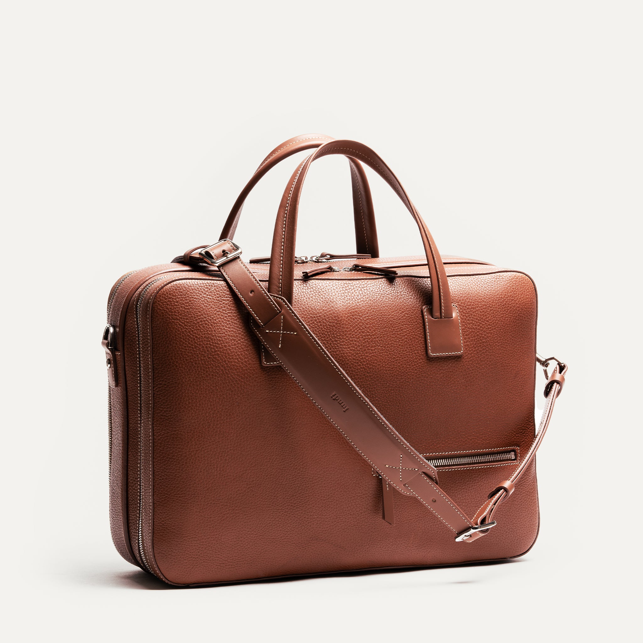 TILIO II Genuine Leather Handbag in Cognac Color - Perfect for Work, Travel, and Everyday Use