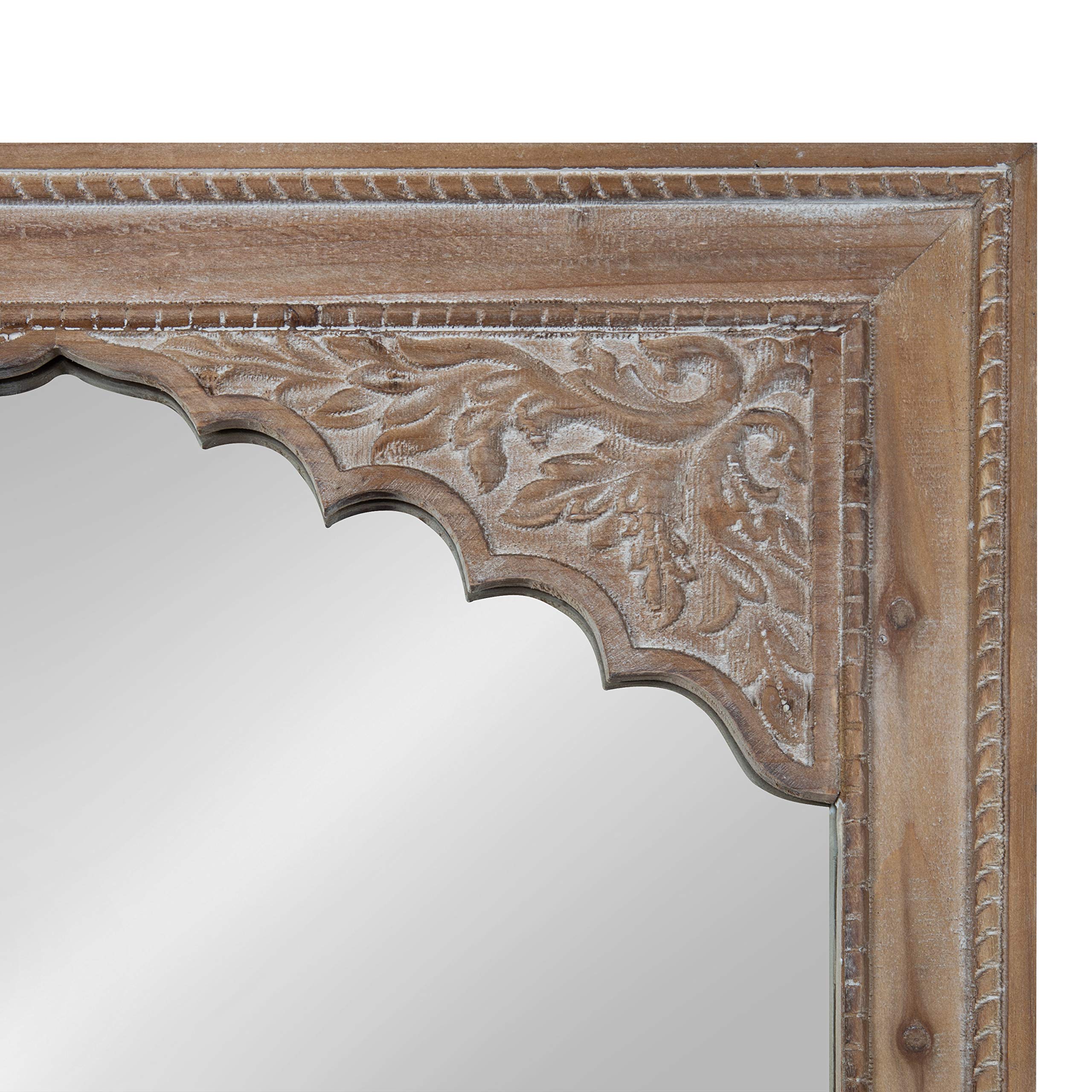 Kate and Laurel Shivani Boho Wall Mirror - 24x36 Inches, Rustic Brown Farmhouse Decor with Ornate Detailing - Perfect for Living Room, Bedroom, or Entryway Wall Decor
