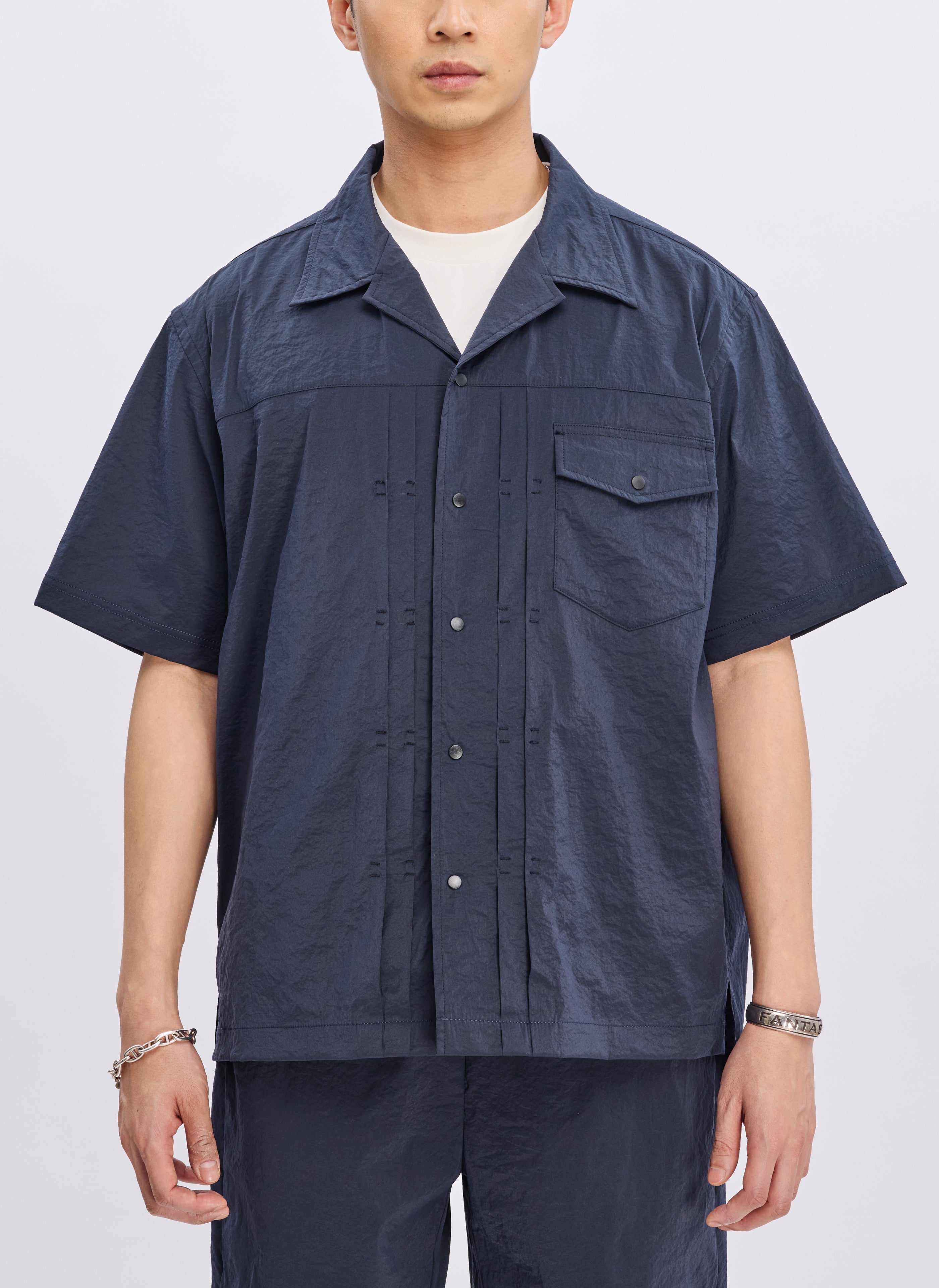 Lightweight Polyester Business Casual Resort Shirt - Breathable Open Collar Button Down for Tropical Vacations & Summer Office Wear