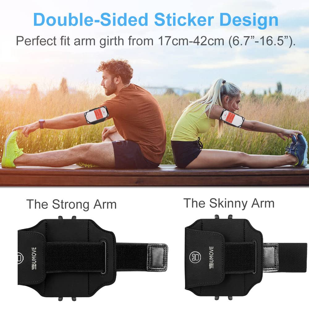 Rotatable Running Armband for iPhone 16 15 14 13 12 Pro Max Plus & Samsung Galaxy S25 S24 S23 S22 Ultra Note - Adjustable Phone Holder with Headset Pocket - Perfect for Jogging, Gym Workouts & Outdoor Activities (Black)