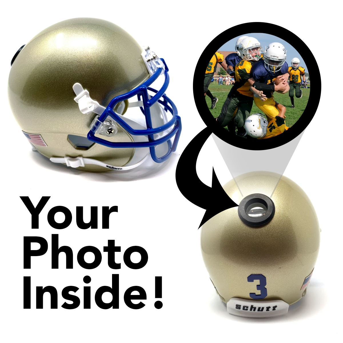 Custom Football Helmet - Personalized American Football Helmet for Players & Fans - Perfect for Games, Training & Collectibles